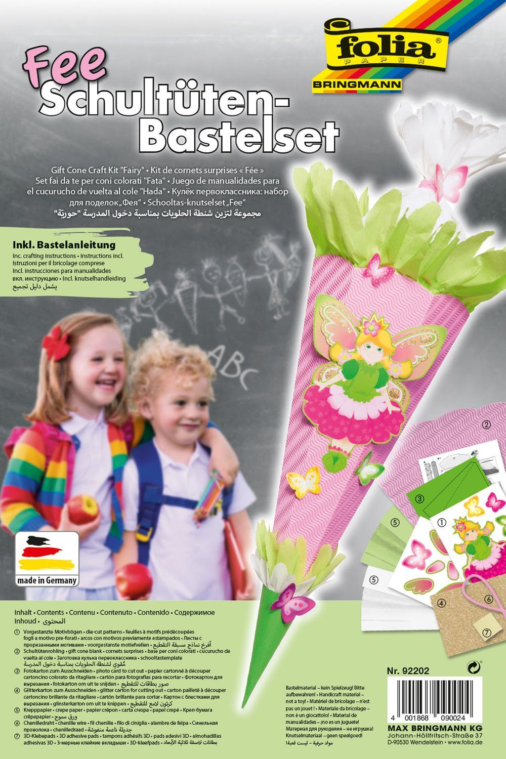 Folia Schultüte folia Schultüten-Bastelset "Fee", 6-eckig, 680 mm