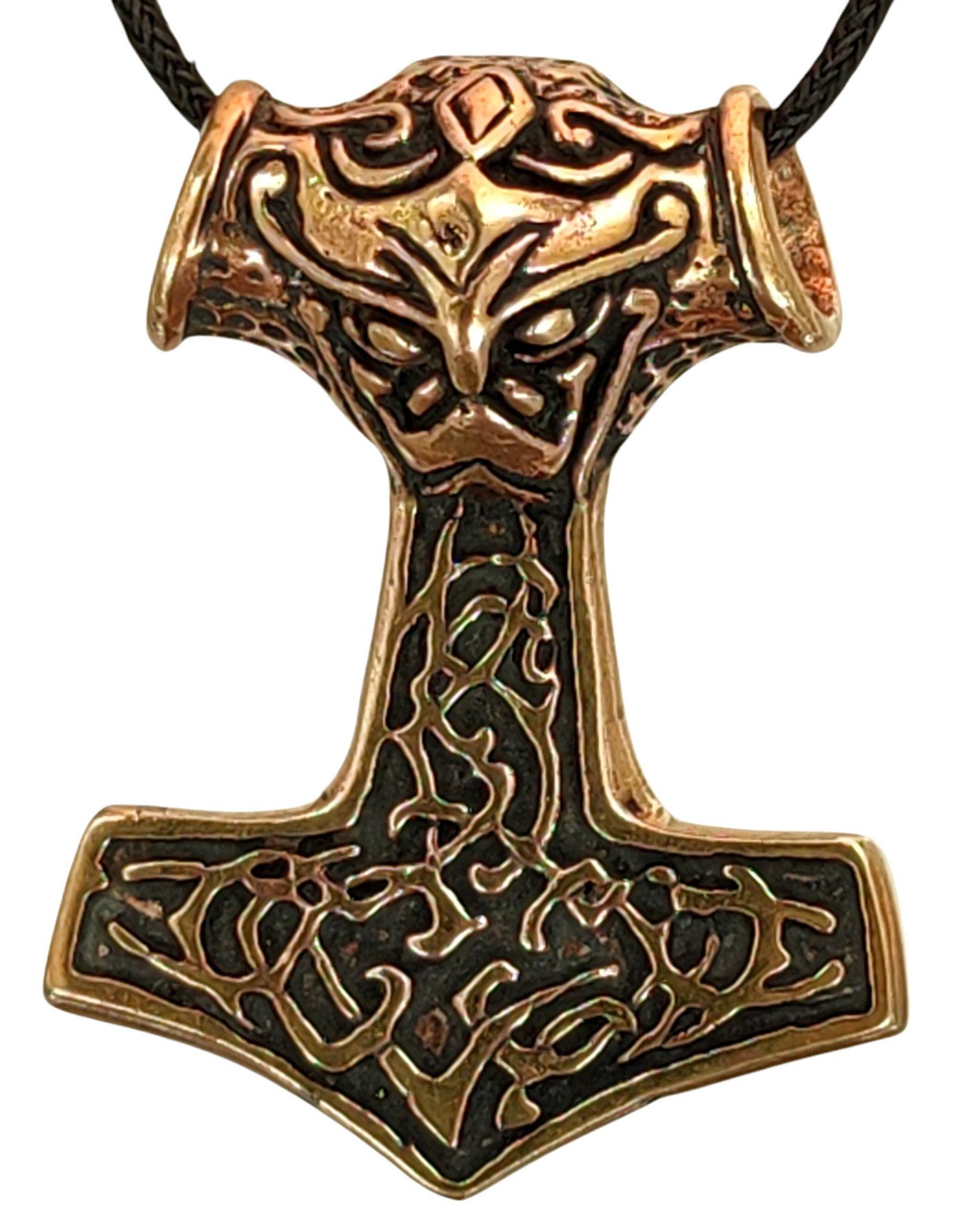 Mjölnir Anhänger of Kettenanhänger Kiss Nordisch Bronze Thorshammer Thor Leather Wikinger