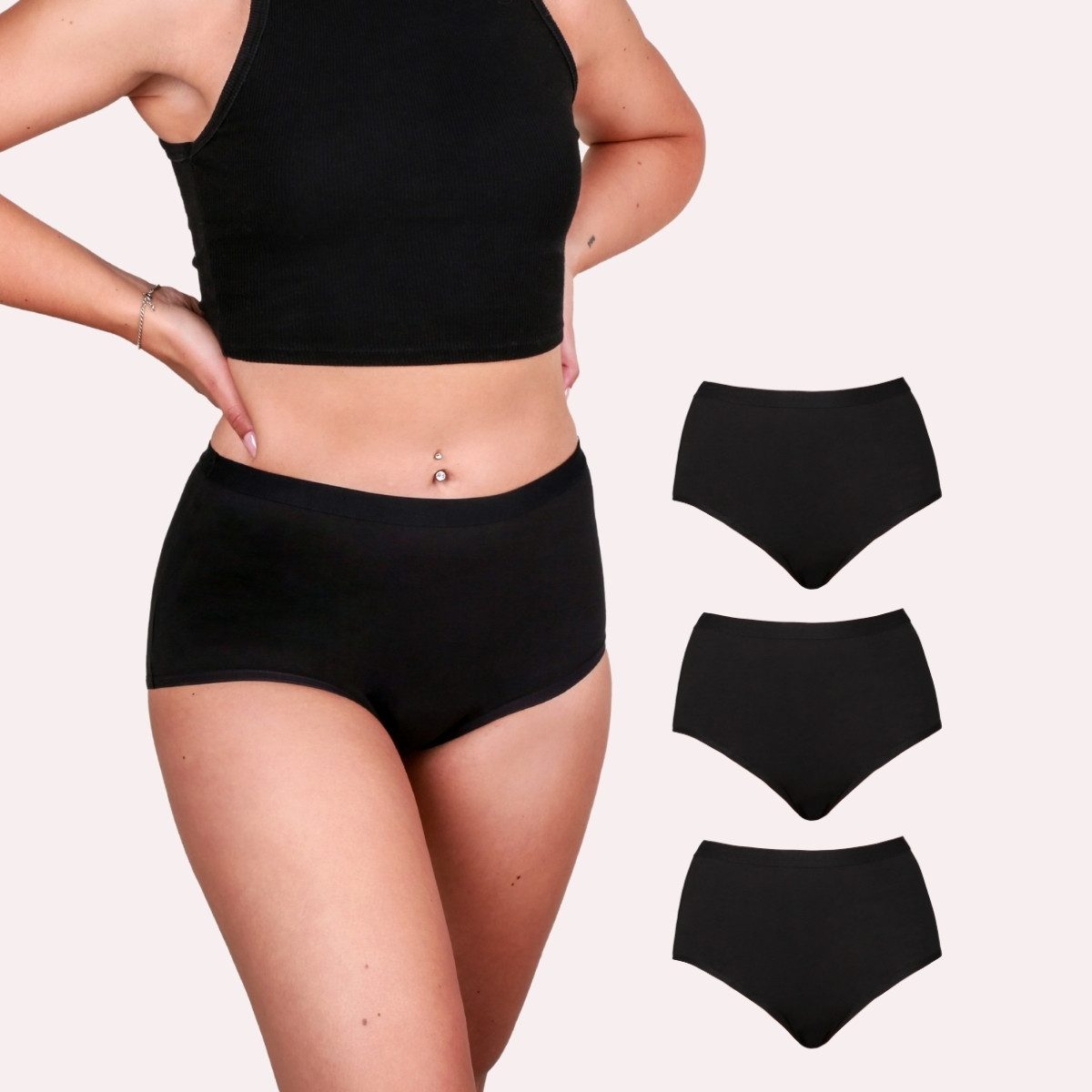 Taynie Periodenslip Comfort extra stark - Periodenunterwäsche starke Blutung - Damen (Spar-Set, 3-St., 3er-Pack) Auslaufsichere Periodenunterwäsche / Periodenslip aus Bio Baumwolle