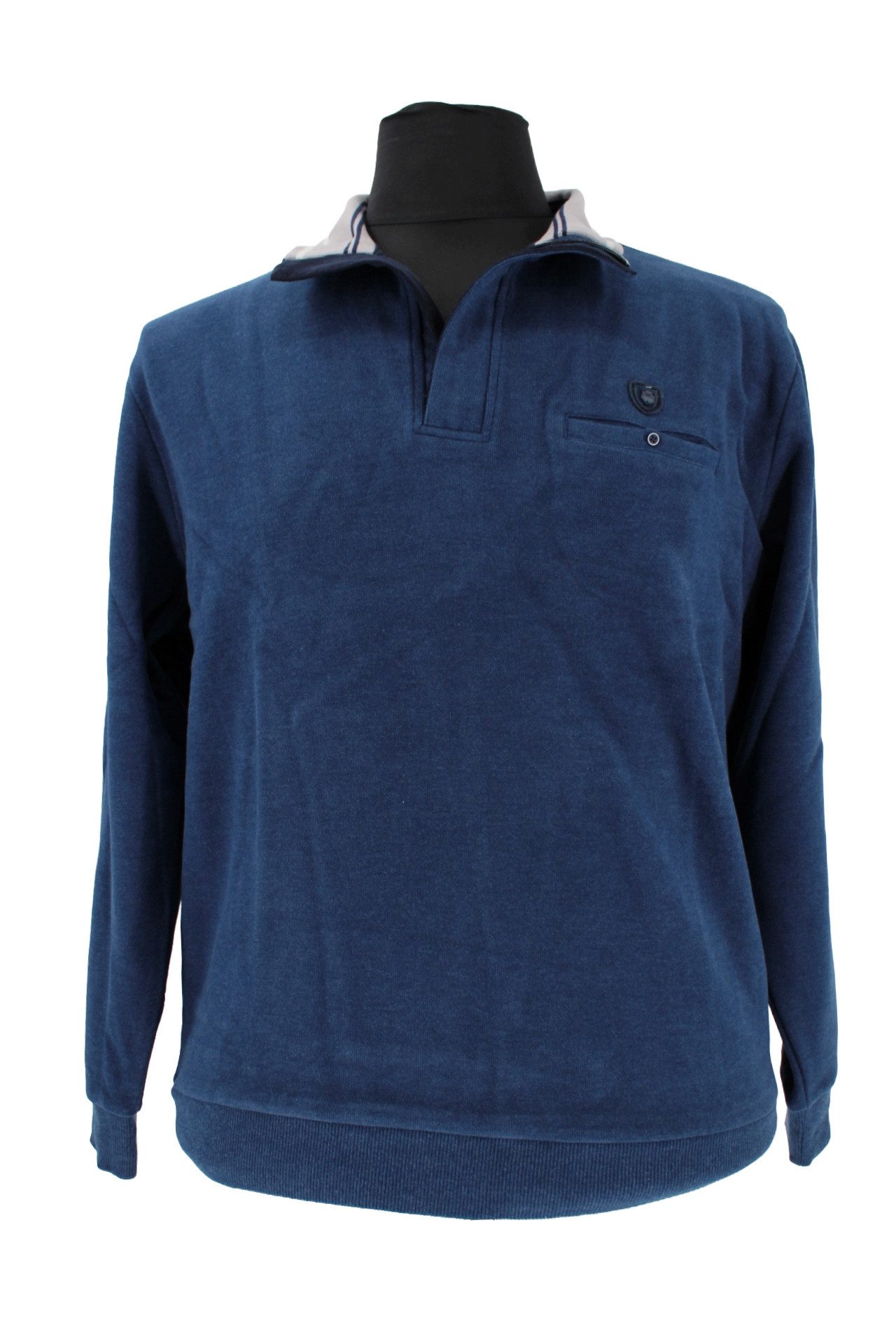 Mode Monte Carlo Sweatshirt Sweat-Shirt Stehbund Jeansblau