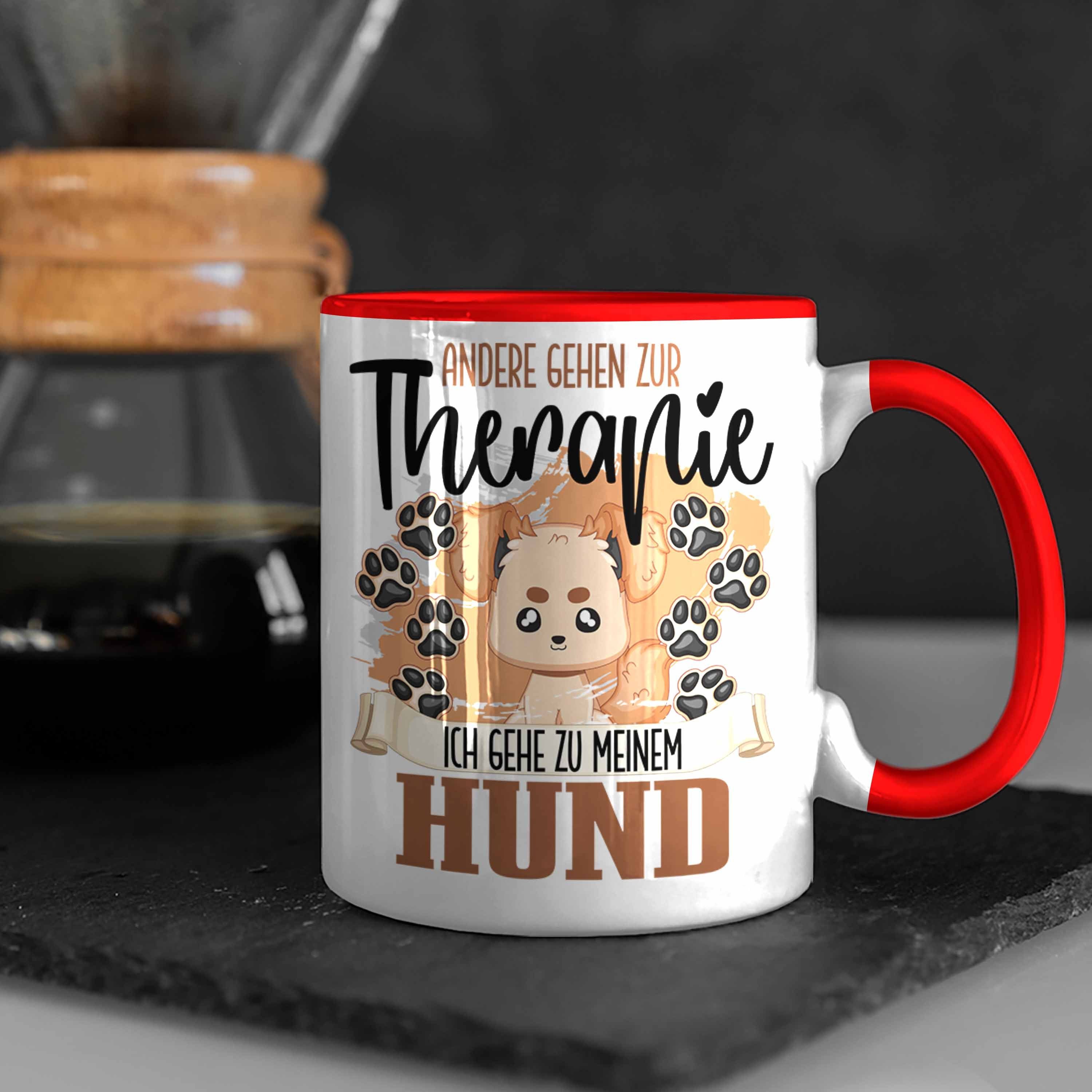 Geschenk für Mama Besitzer Trendation Papa Trendation Tasse - Hunde Therapie Tasse Rot Hund
