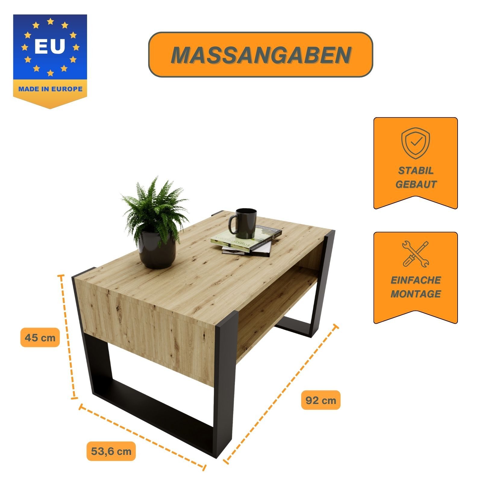 CraftPAK Couchtisch Wohnzimmer Tisch für Couch günstig online kaufen