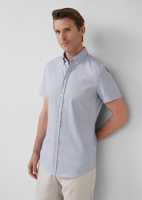 s.Oliver BLACK LABEL Kurzarmhemd Tailored Fit: Baumwollhemd mit Fischgrätmu günstig online kaufen