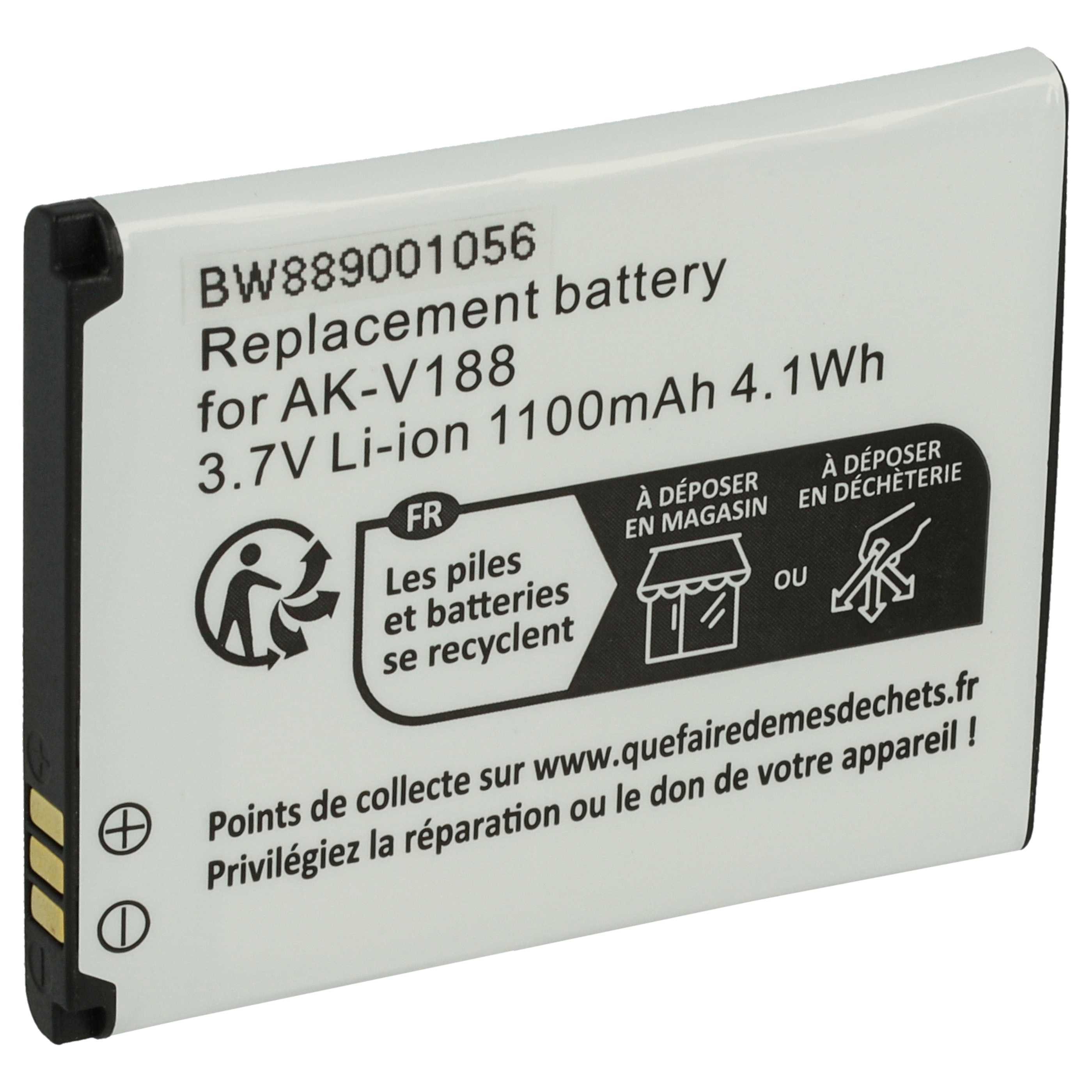 vhbw vhbw Akku kompatibel mit Emporia Touch Smart, Touch Smart 2, Touchsmar Handy-Akku Akku Li-Ion 1100 mAh (3,7 V, 1 St), Leistungsfähiger Austausch-Akku für Telefon, Smartphone