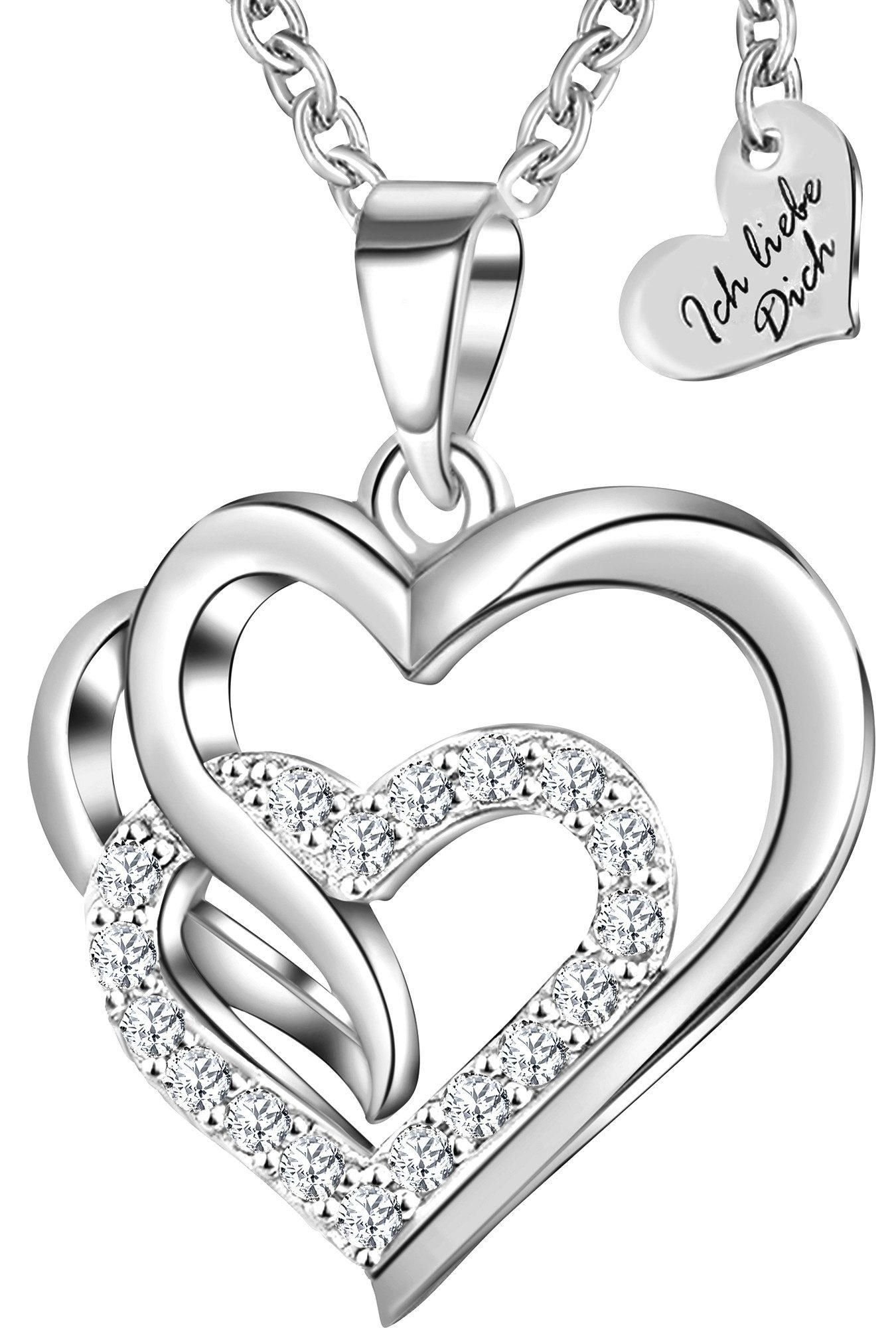 Limana Herzkette 925 Sterling Silber Zirkonia Steine Kette mit Herz Anhänge günstig online kaufen
