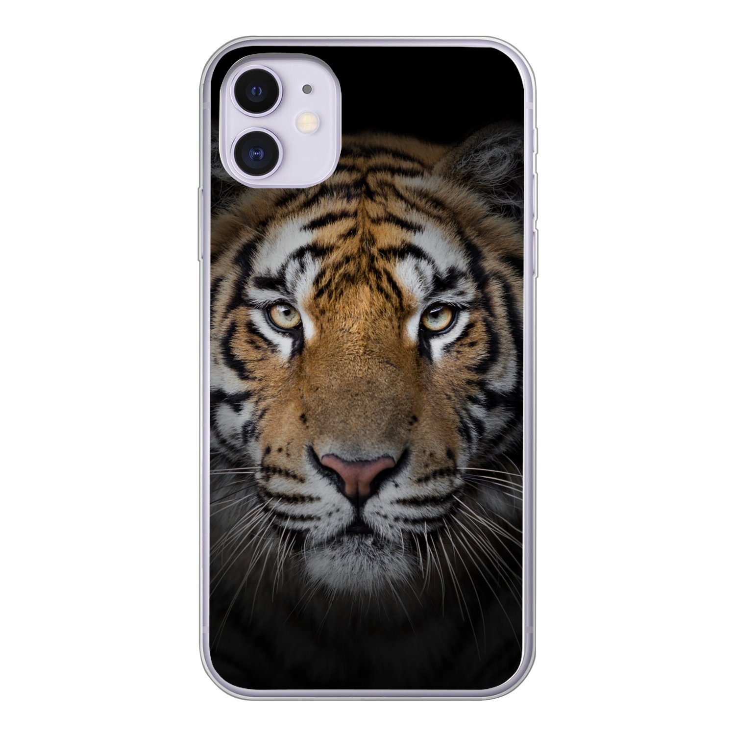 MuchoWow Handyhülle Tiger - Wildtiere - Porträt - Schwarz - Tiere, Handyhülle Apple iPhone 11, Smartphone-Bumper, Print, Handy