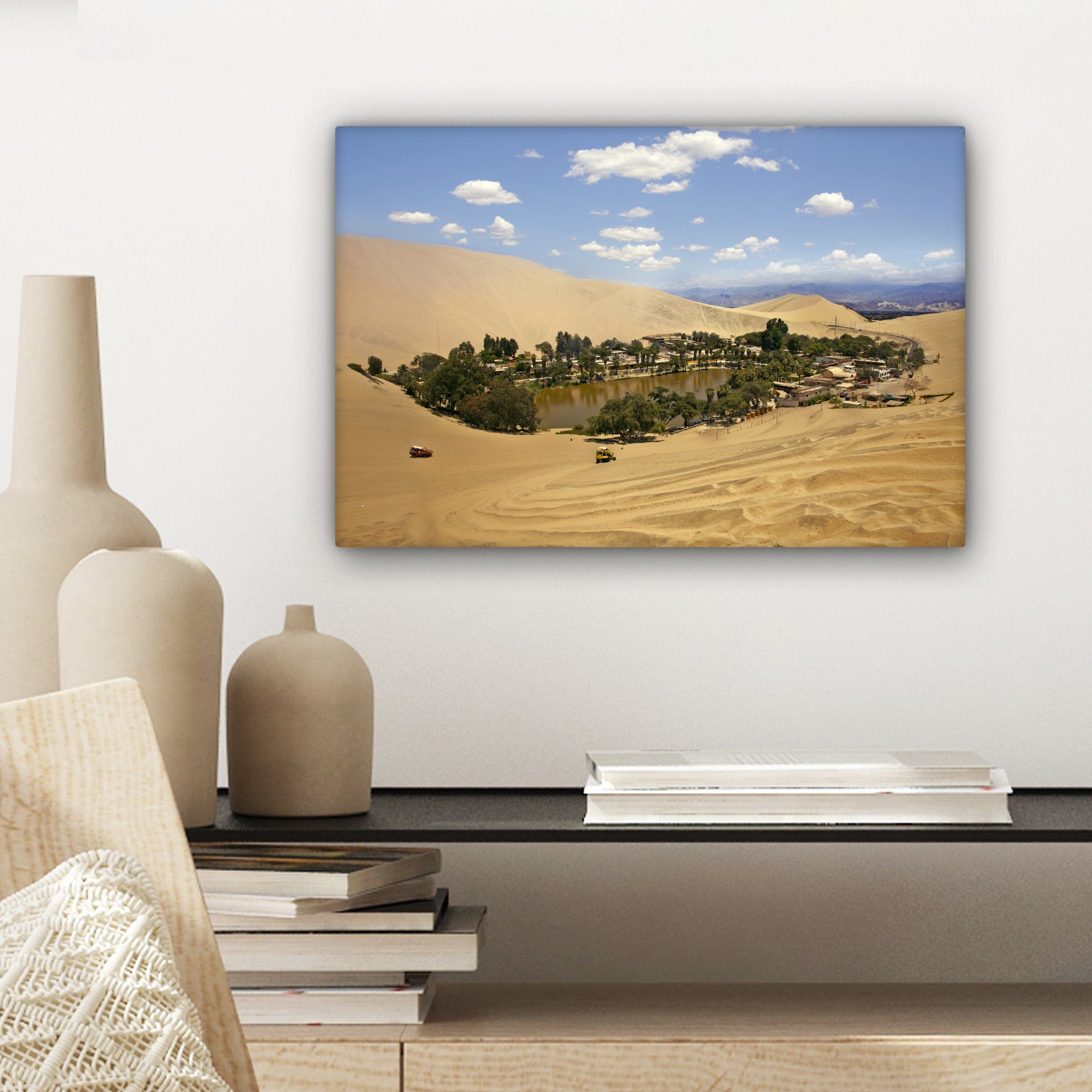 Wüste, Aufhängefertig, (1 inmitten cm Wandbild Leinwandbild Oase St), OneMillionCanvasses® Leinwandbilder, der Wanddeko, 30x20