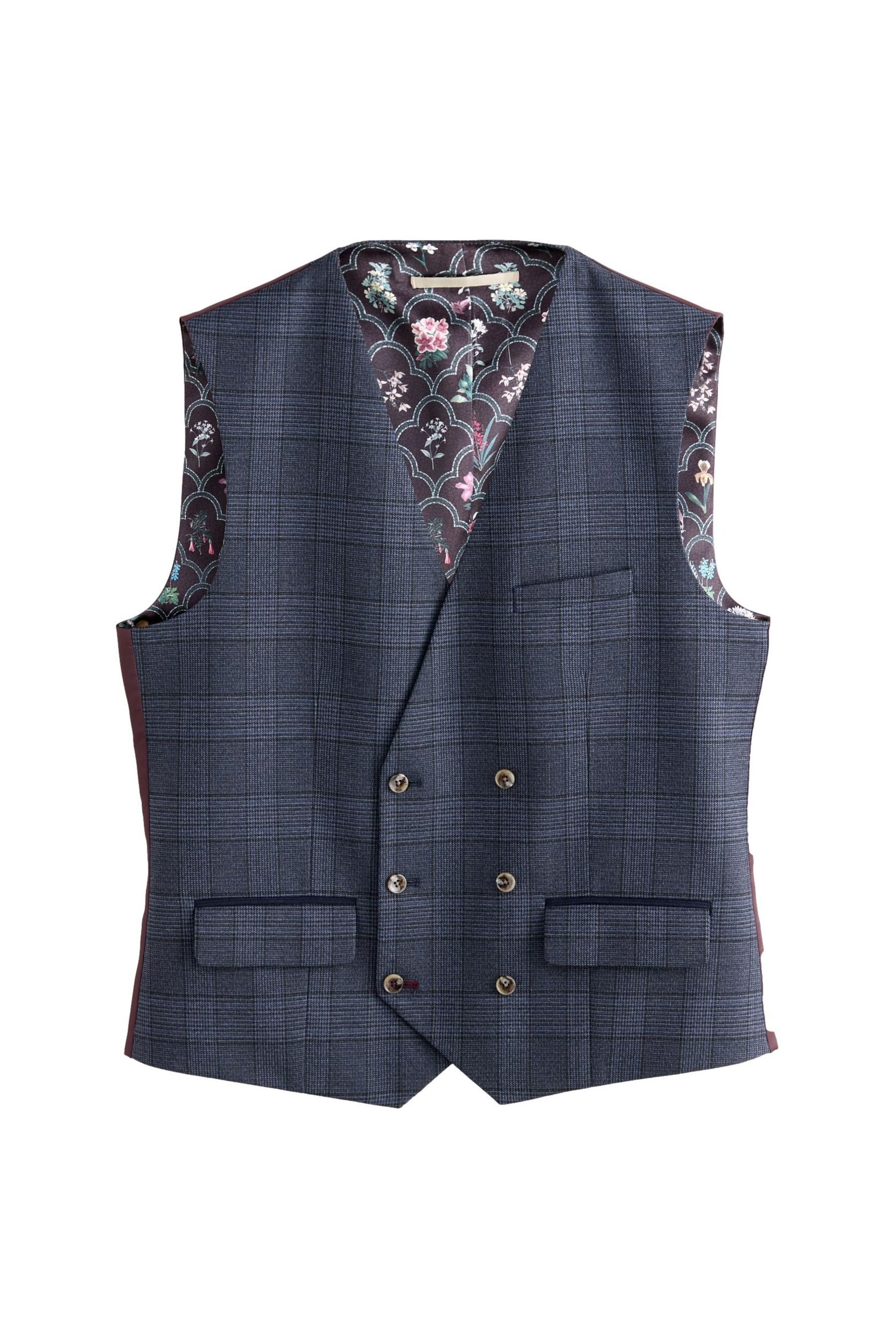 Anzugweste Tailored Fit Anzugweste mit Karomuster und Besatz