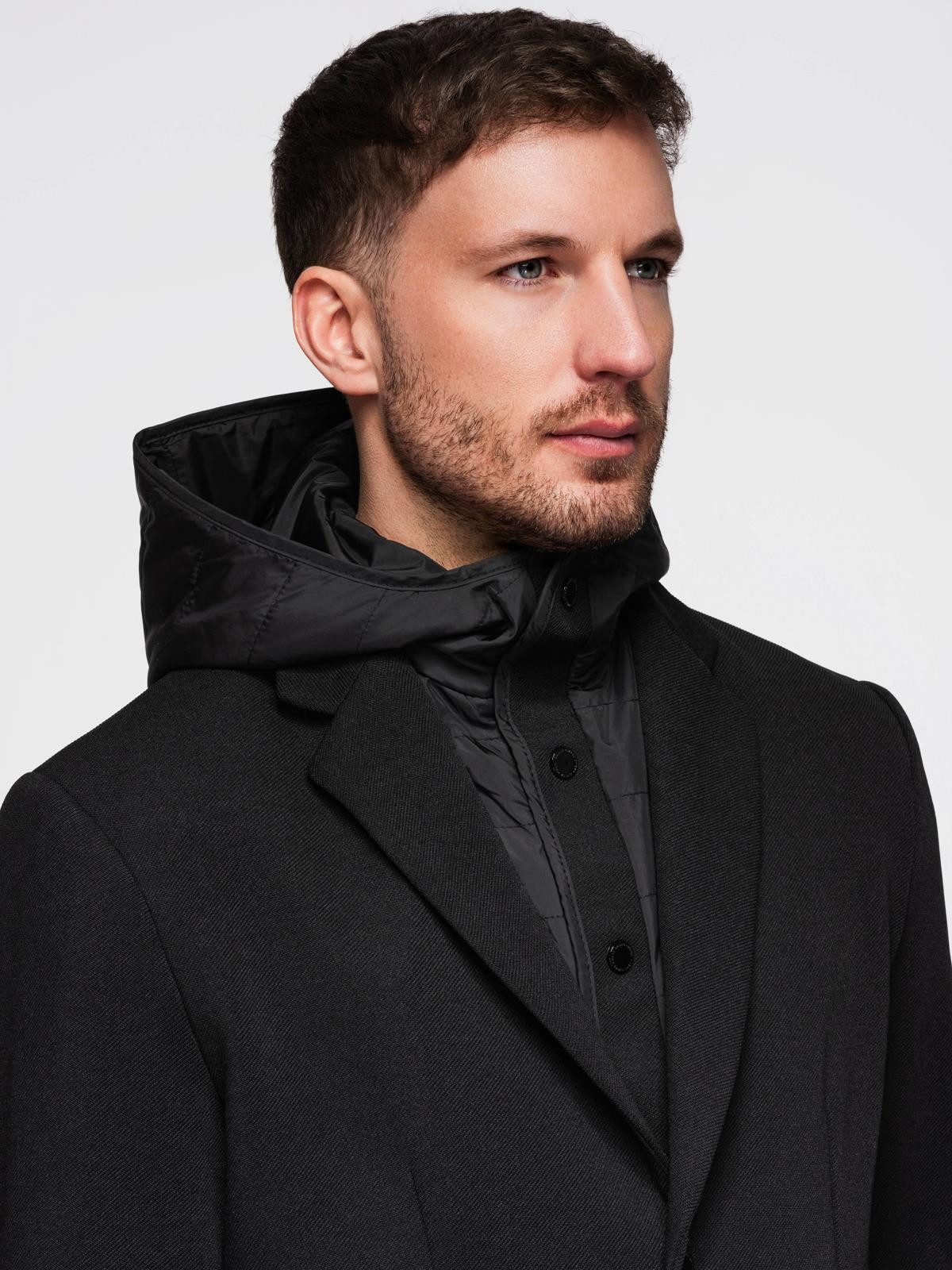 OMBRE Sakko mit Kapuze Herrensakko mit hohem Kragen und Kapuze