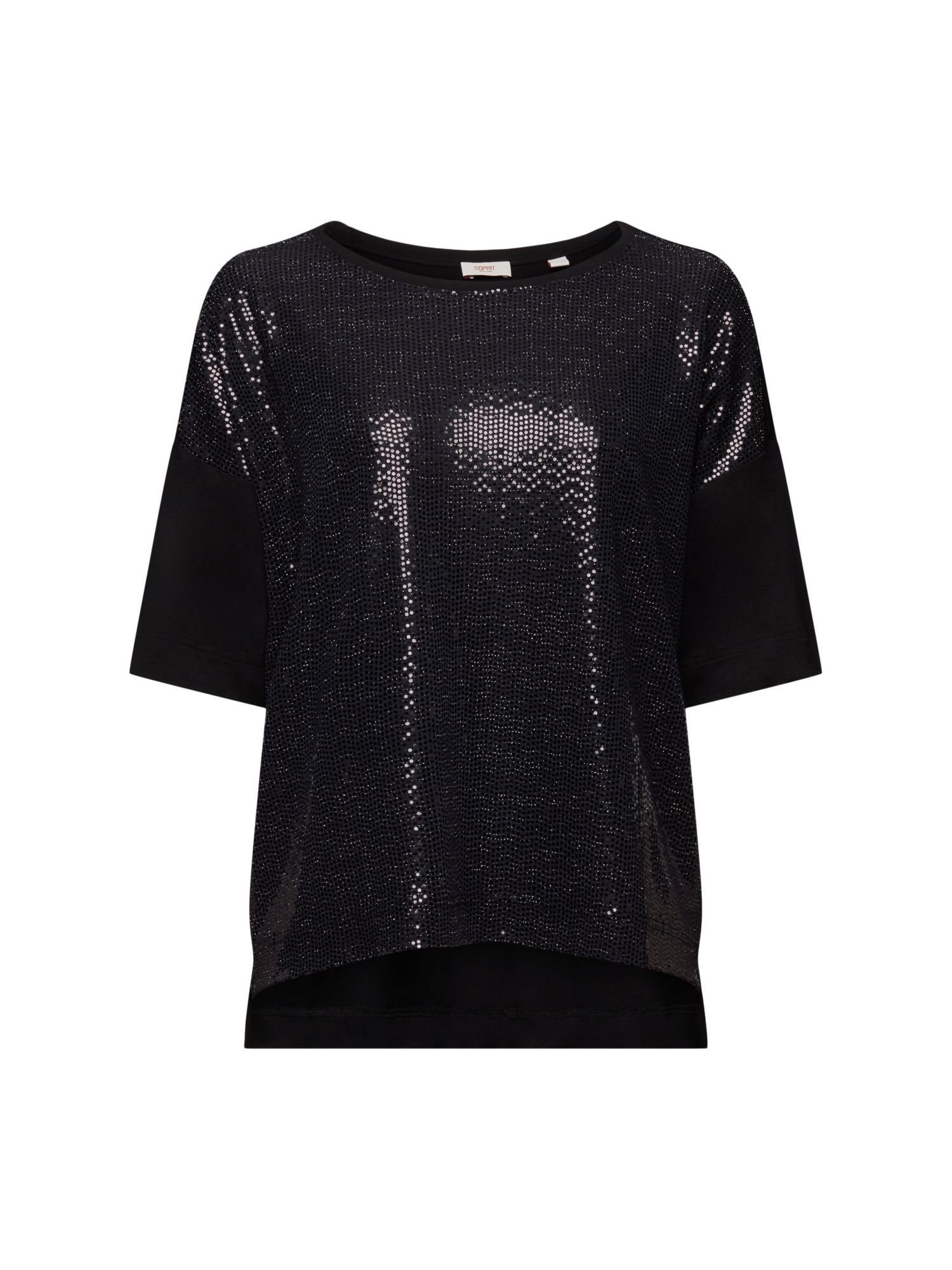 Esprit Collection T-Shirt Oversize-T-Shirt mit Paillettenapplikation (1-tlg) BLACK
