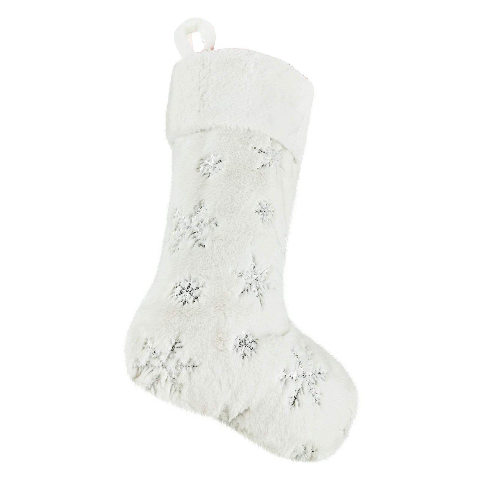 Geschenksocken Rutaqian Silber Socken Stickerei Schneeflocken Plüsch 1pc Weihnachtssocken