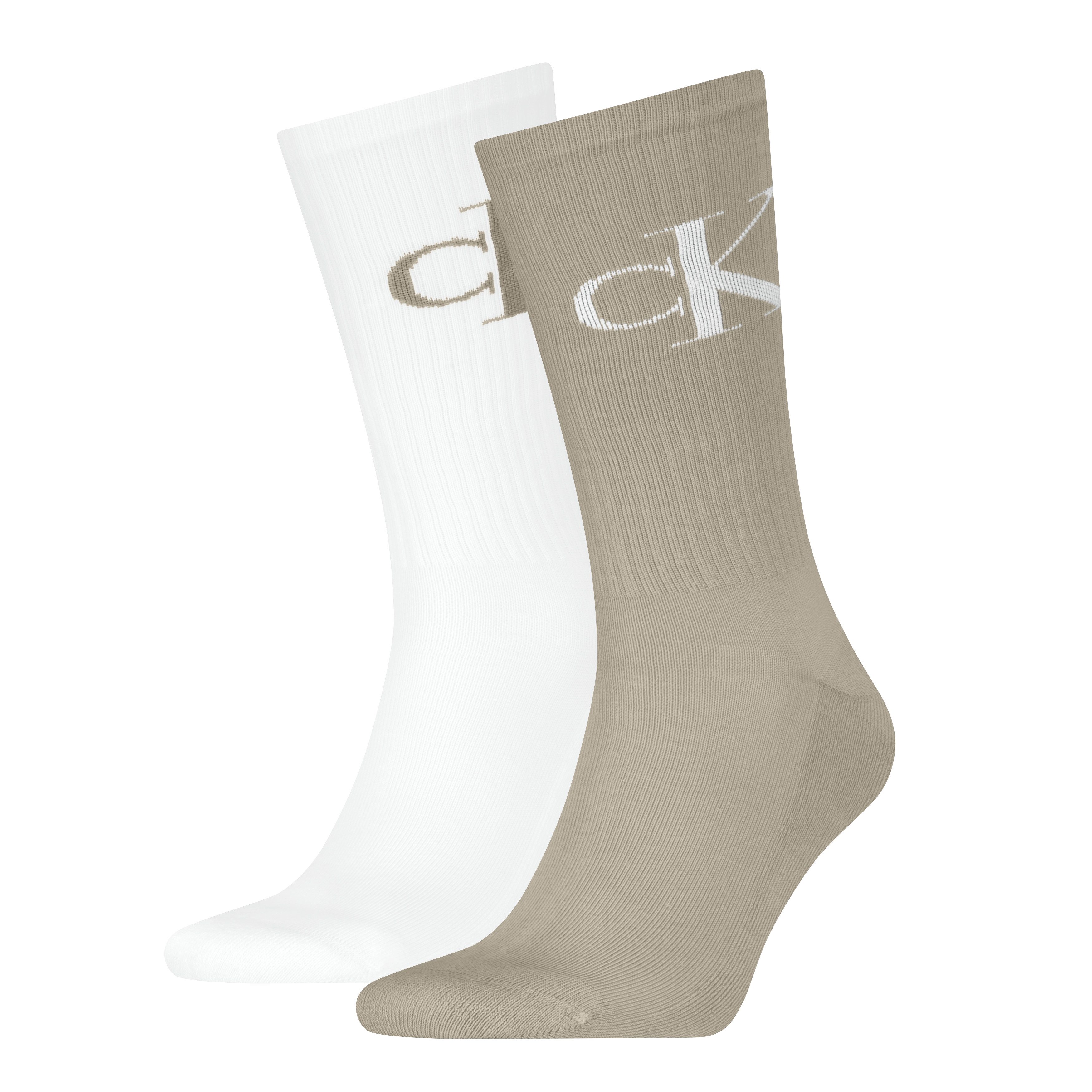 Calvin Klein Jeans Socken CKJ MEN SOCK 2P MONOGRAM (2-Paar, 2 Paar) mit verstärkter Ferse, komfortable Frotteesohle