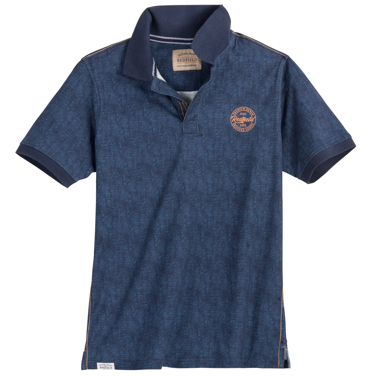 redfield Poloshirt Redfield Poloshirt XXL Denim-Alloverprint denimblau