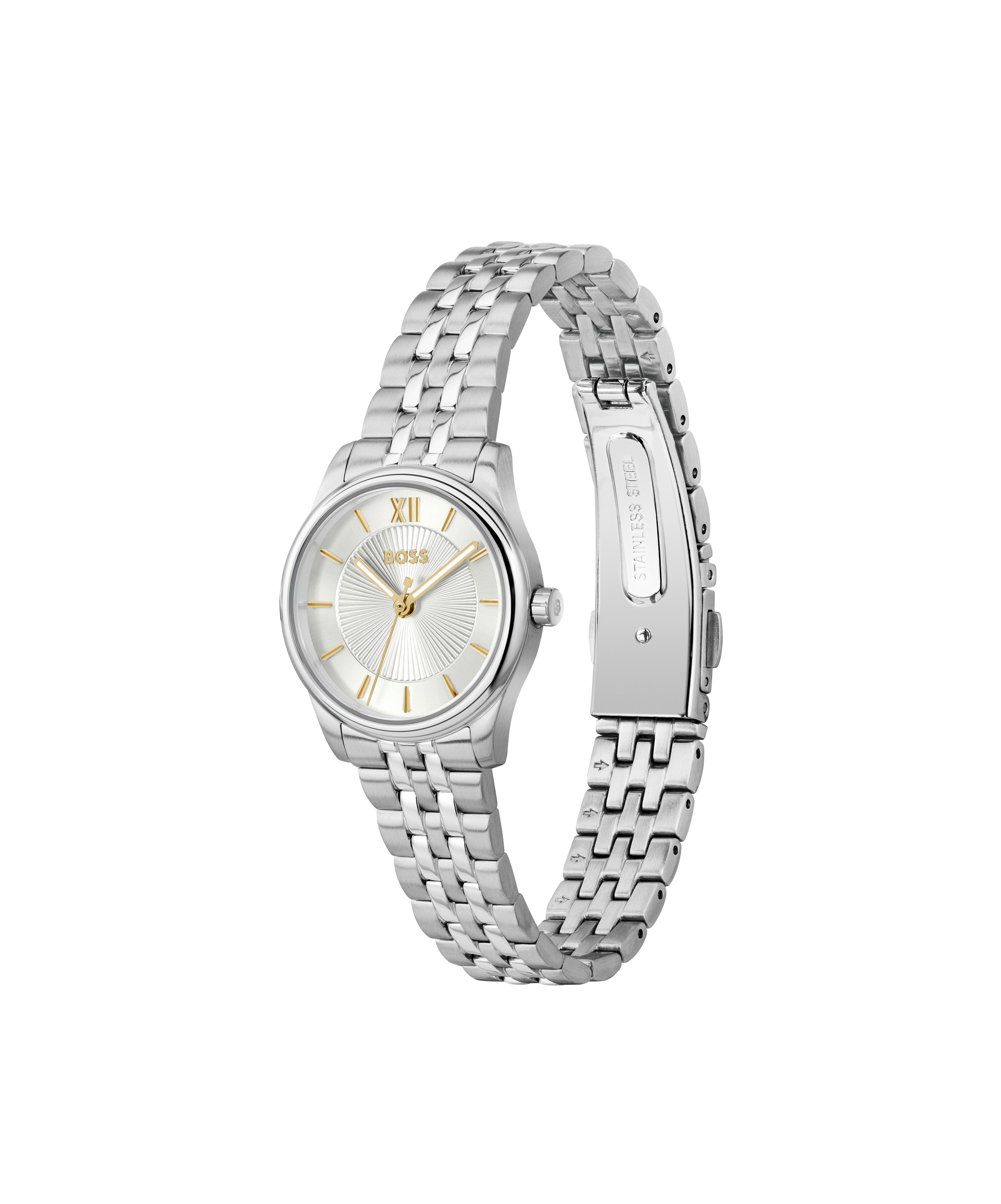 BOSS Quarzuhr GRACEFUL MINA 1502840, Armbanduhr, Damenuhr, Edelstahlarmband, analog