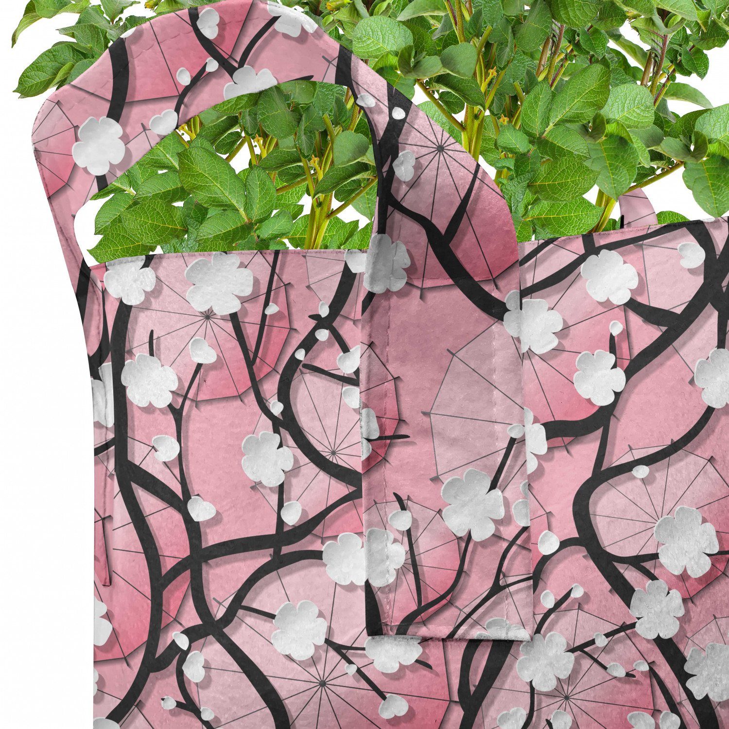 Abakuhaus Pflanzkübel Griffen Sakura Pflanzen, Stofftöpfe hochleistungsfähig Regenschirme Baum mit Rosa für
