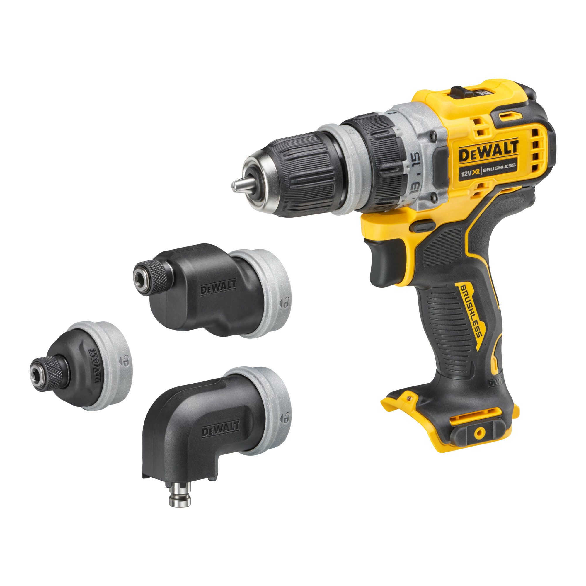 DeWalt Bohrschrauber DEWALT 12 Volt Akku-Bohrschrauber mit 4 werkzeuglos wechselbaren