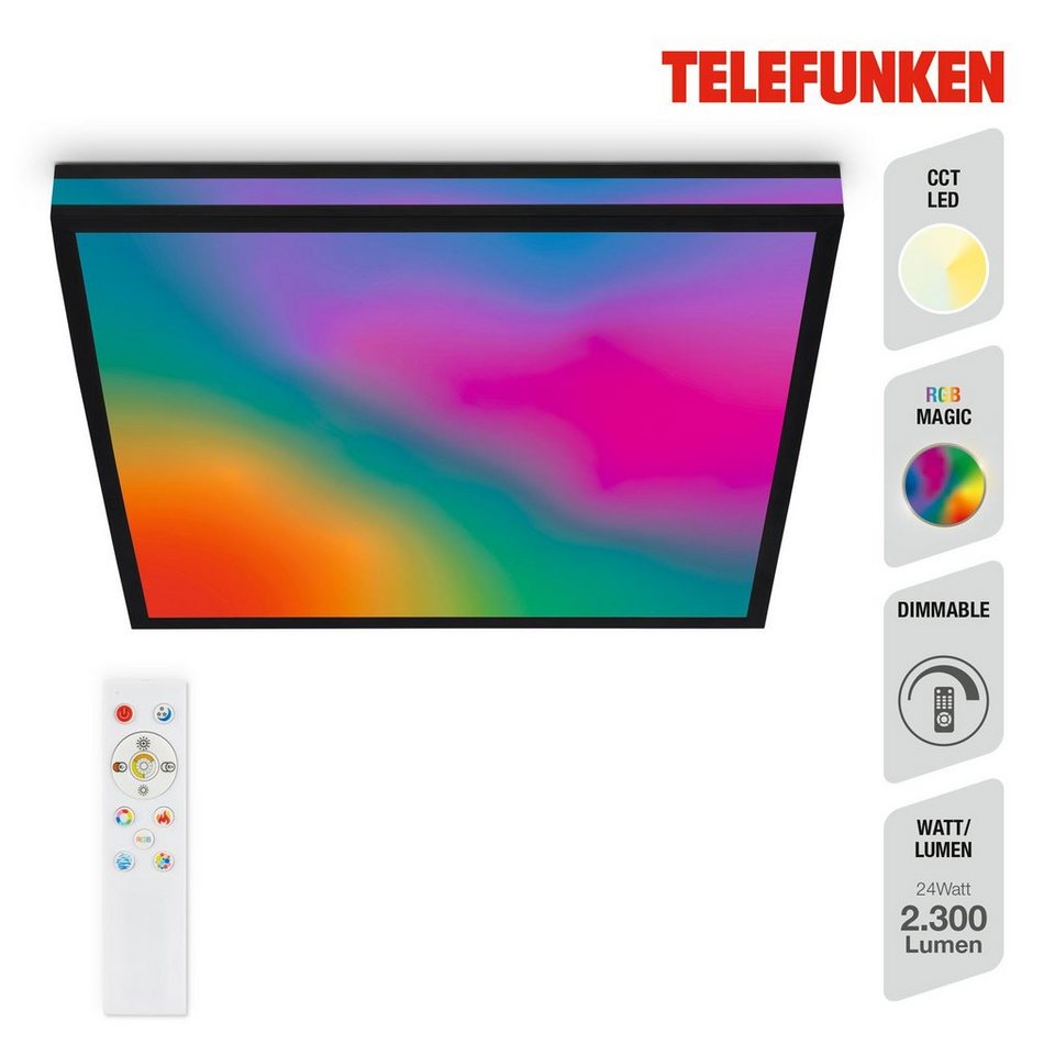 Telefunken LED Panel 321405TF, LED fest verbaut, Farbwechsler, Kaltweiß,  Neutralweiß, Tageslichtweiß, Warmweiß, Deckenleuchte, Magic RGB, CCT, inkl.  Randlicht, Fernbedienung, dimmbar