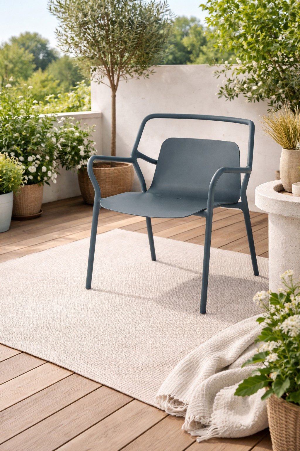 Xlmoebel Gartensessel Eleganter Grauer Stuhl mit Luxuriöser Rückenlehne im Art-Deko Sti (1-St), Made in Europa