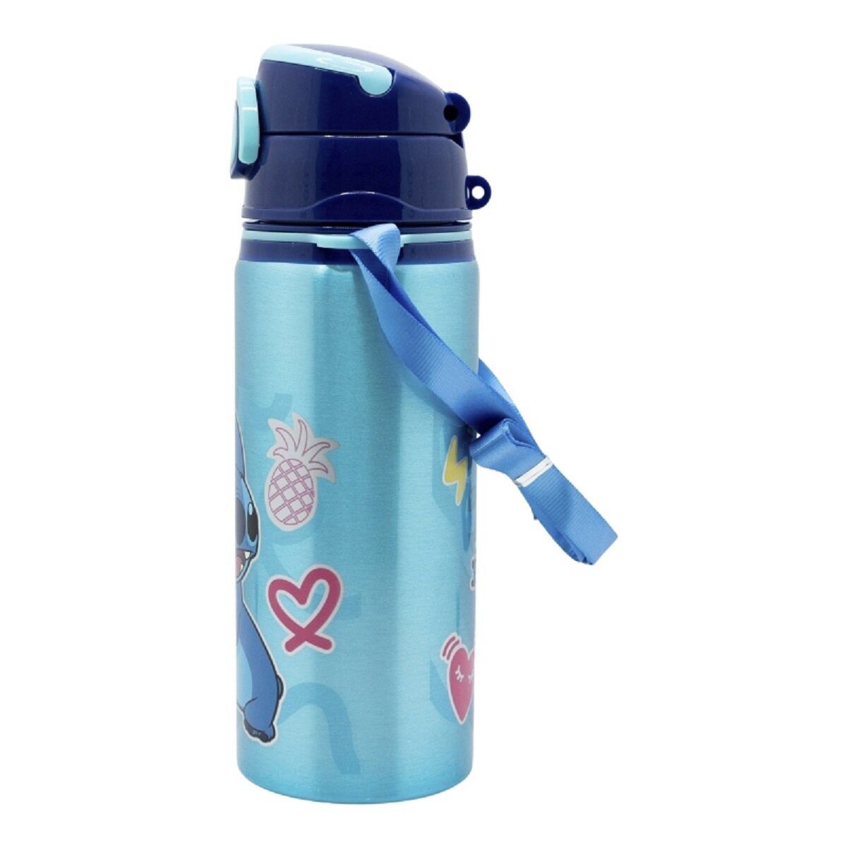 Disney Trinkflasche Disney Stitch Trinkflasche 730ml Aluminiumflasche mit Strohhalm & Gurt