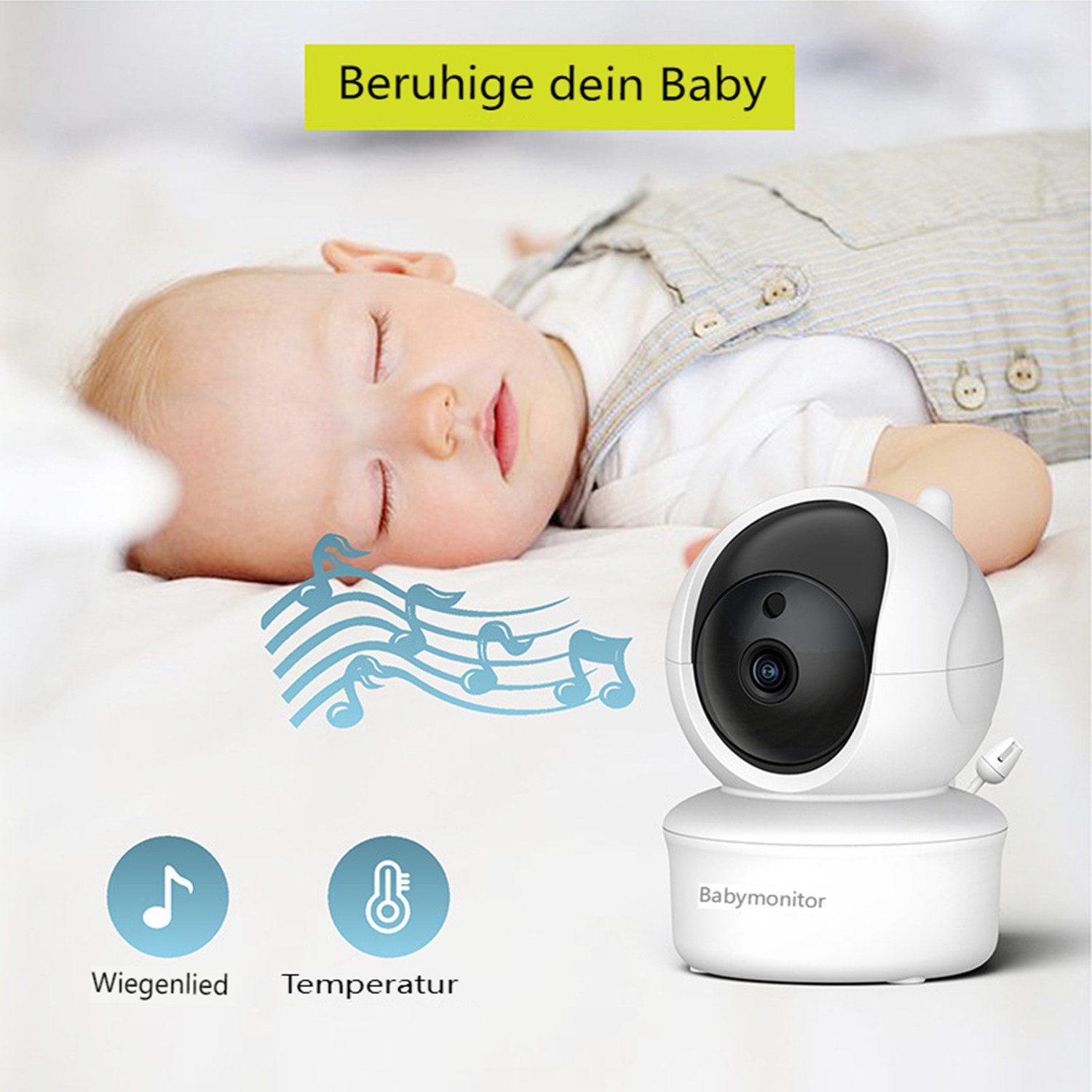 Insma Video-Babyphone Video-Babyphone Babyphone mit 5" LCD Kamera Video Baby Monitor, Infrarot-Nachtsicht, Temperaturüberwachung, Fütterungs-Timer, Schlaflieder, Zwei-Wege-Audio und Gegensprechfunktion