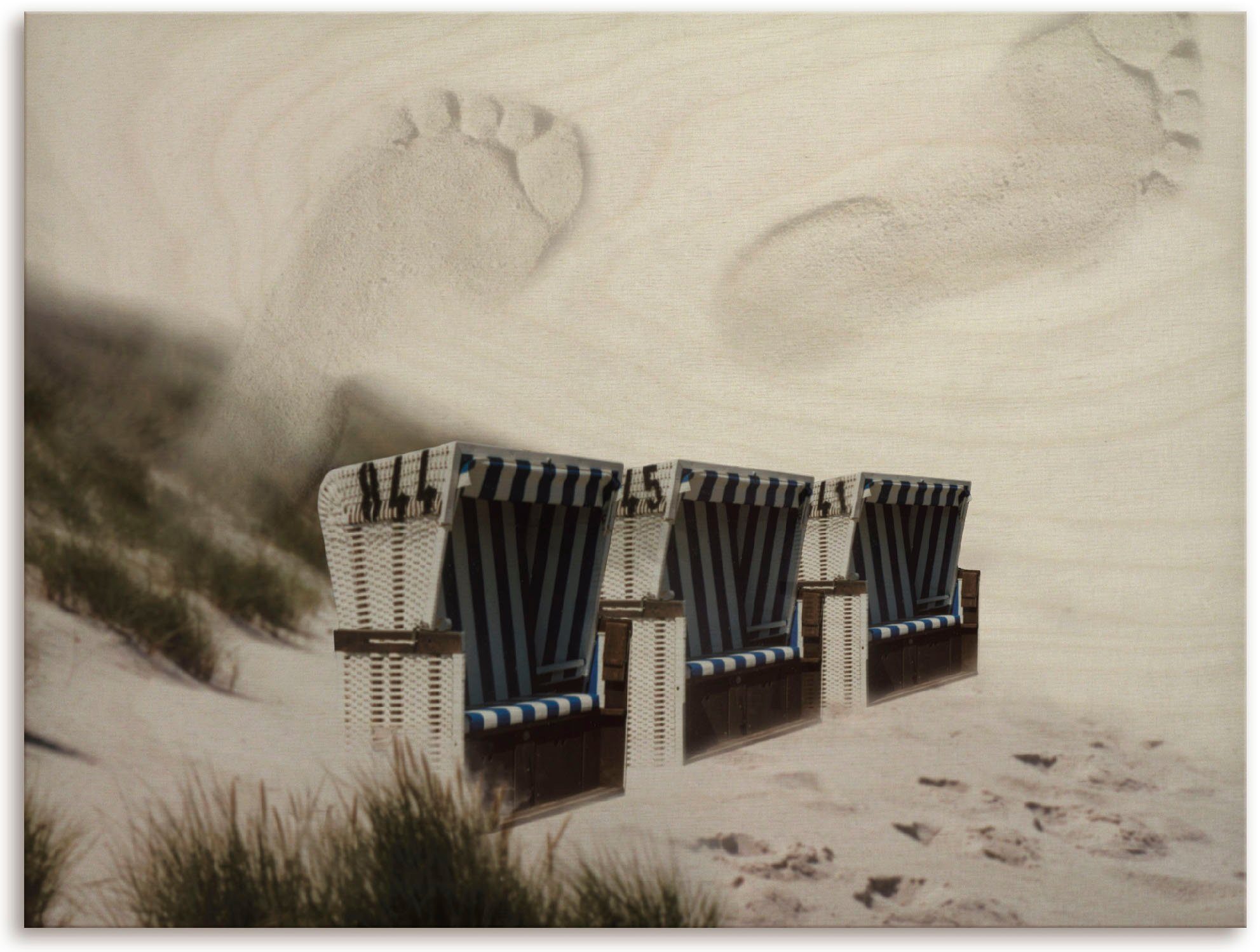 Strandbilder Multiplexplatte Birkenholz 12 mm aus Holzbild Artland (1 St), Strandkörbe, aus Wandbild