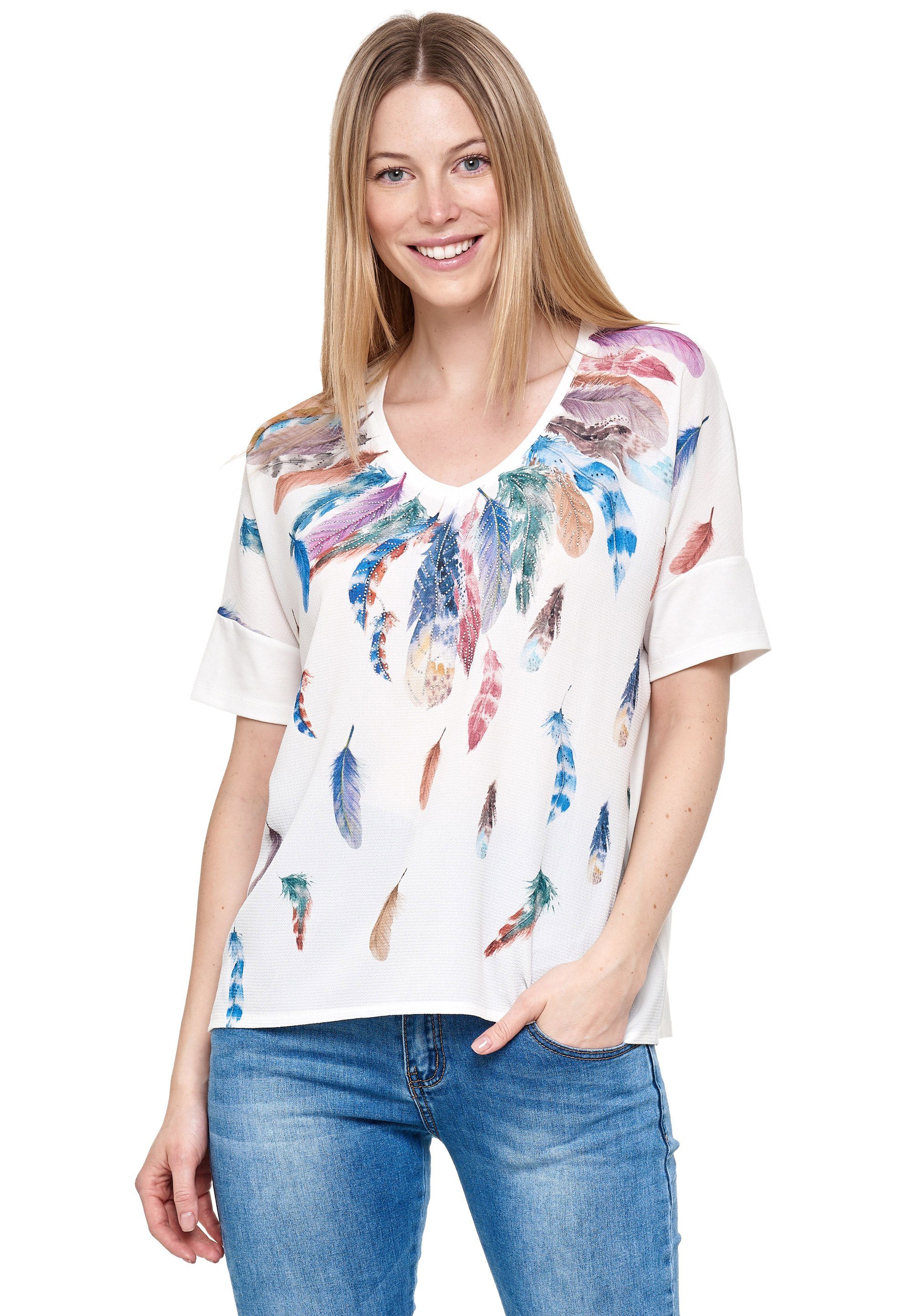 Decay T-Shirt mit tollem Feder-Print, Aus Polyester, Baumwolle und Modal  gefertigt online kaufen | OTTO