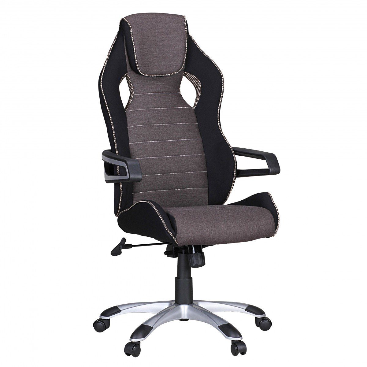 Amstyle Gaming Chair SPM1.257 (Stoff Grau Silber, Bürostuhl XXL 120 kg Modern), Schreibtischstuhl Drehbar, Drehstuhl Racing Design