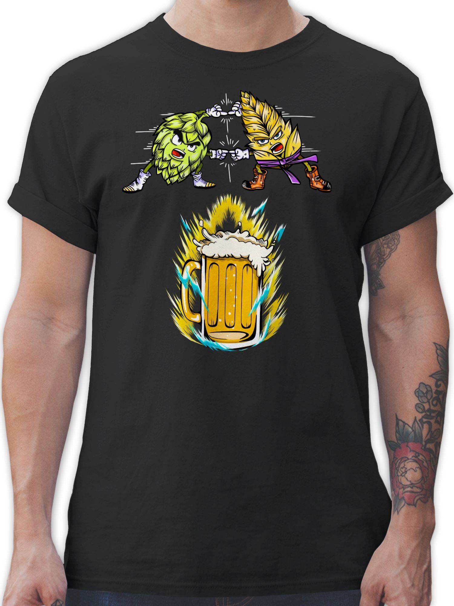 01 & Bier Nerd Hopfen Fusion Geschenke Malz T-Shirt Shirtracer Schwarz -