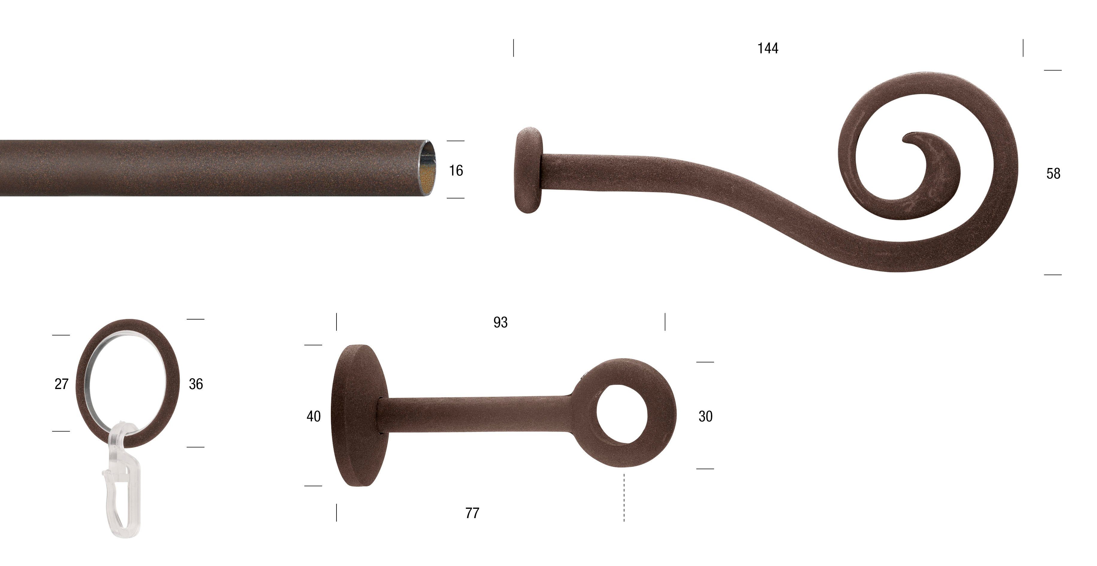 GARESA Gardinenstange ESPERANCA, Ø 16 mm, 1-läufig, Wunschmaßlänge, verschraubt, Metall, rustikale Vorhanggarnitur, verlängerbar, Eisen, Endk. Spirale