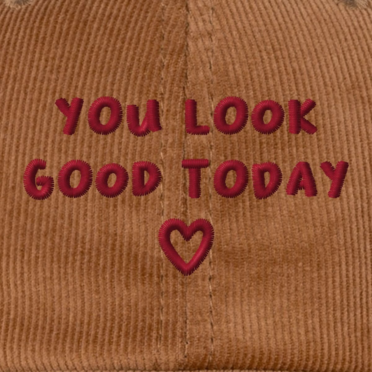 Spreadshirt Baseball Cap You Look Good Today Positiver Spruch Mit Herz Bestickte Cord Cap (1-St)