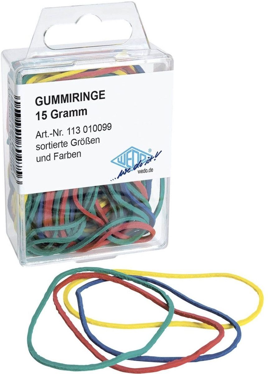 WEDO Gummibänder Gummiringe farbig sortiert Inhalt 15g / ca. 80 Stück