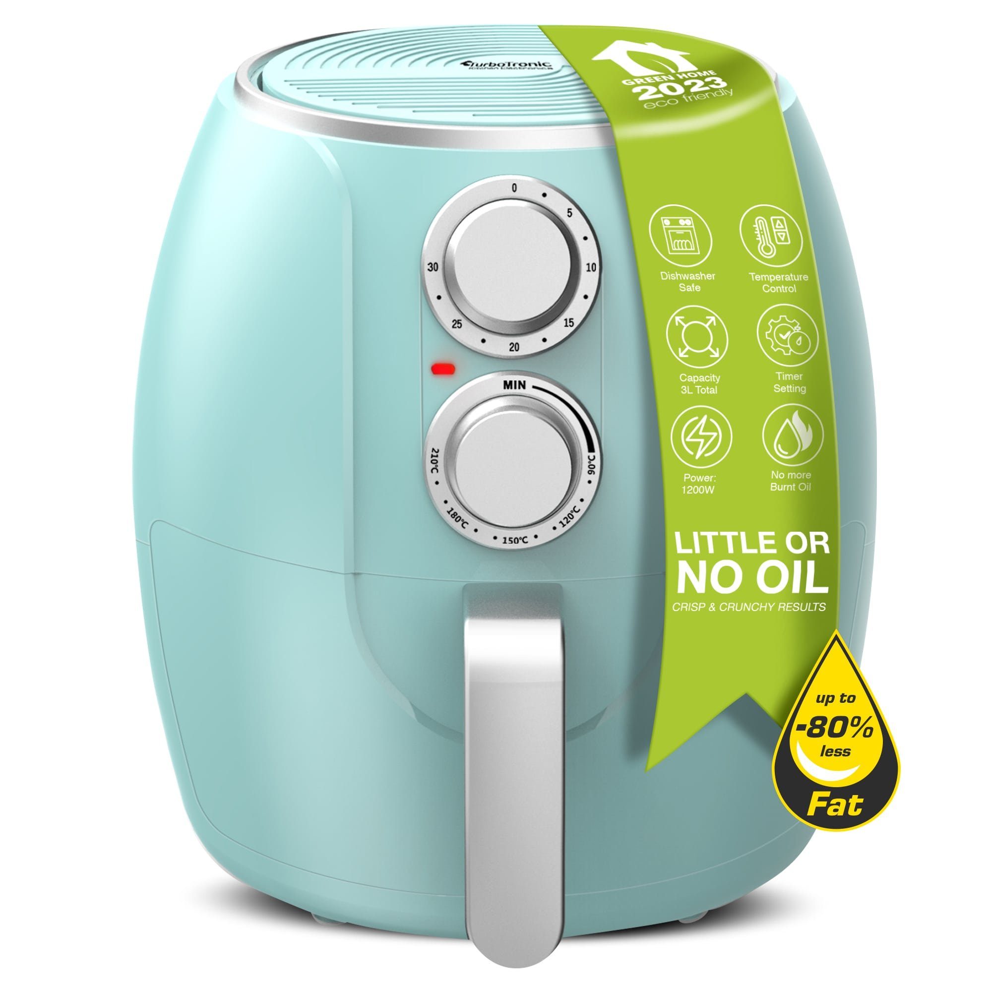 TurboTronic by Z-Line Heißluftfritteuse, 1200 W, Camping Retro Airfryer AF3