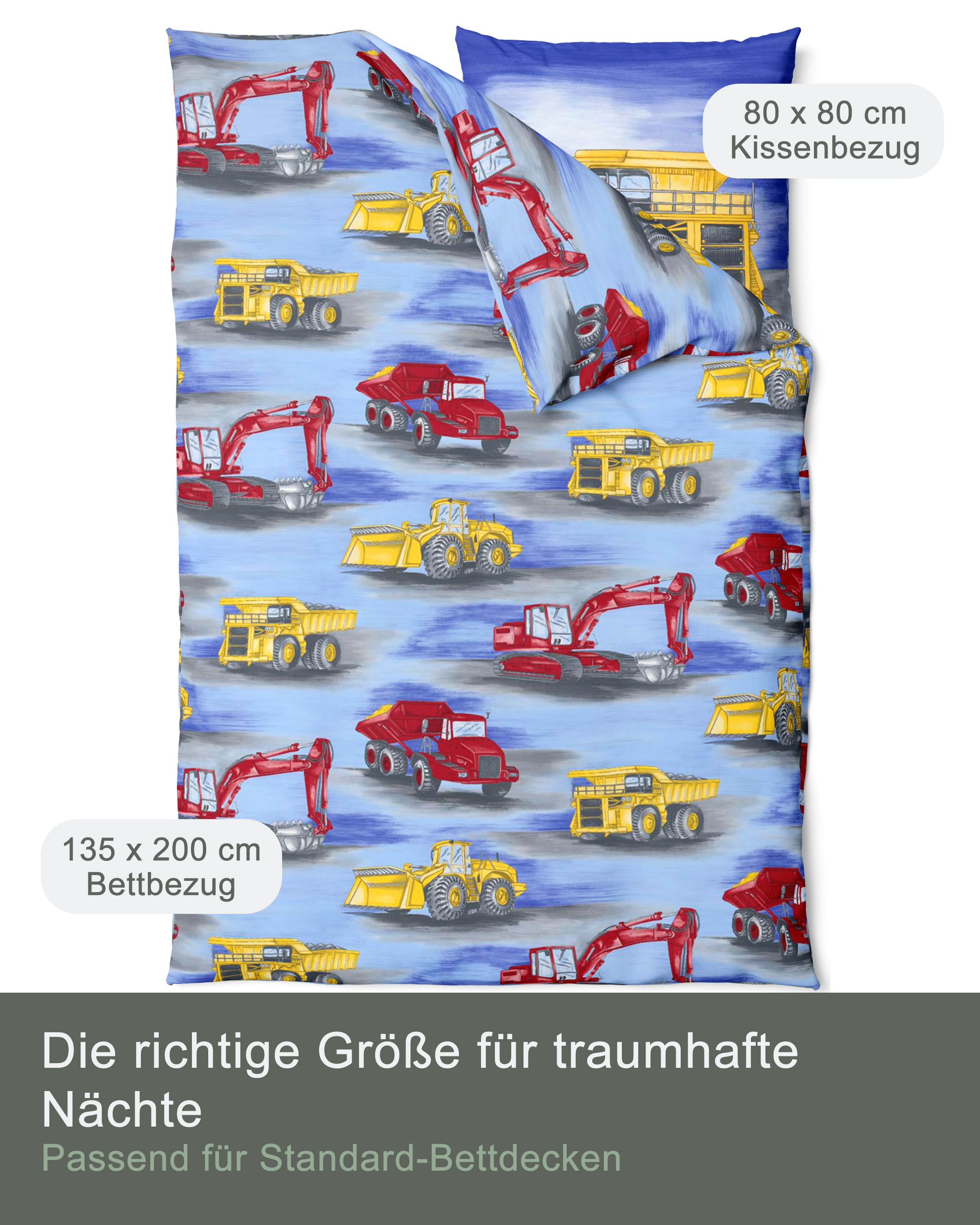 LINKHOFF Kinderbettwäsche Bagger Bettwäsche 135x200 2tlg. - Kinder Bettwäsc günstig online kaufen