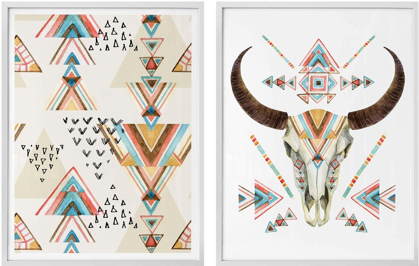 Wall-Art Poster »Boho«, (Set, 2 Stück), mit Rahmen, Poster, Wandbild, Bild, Wandposter