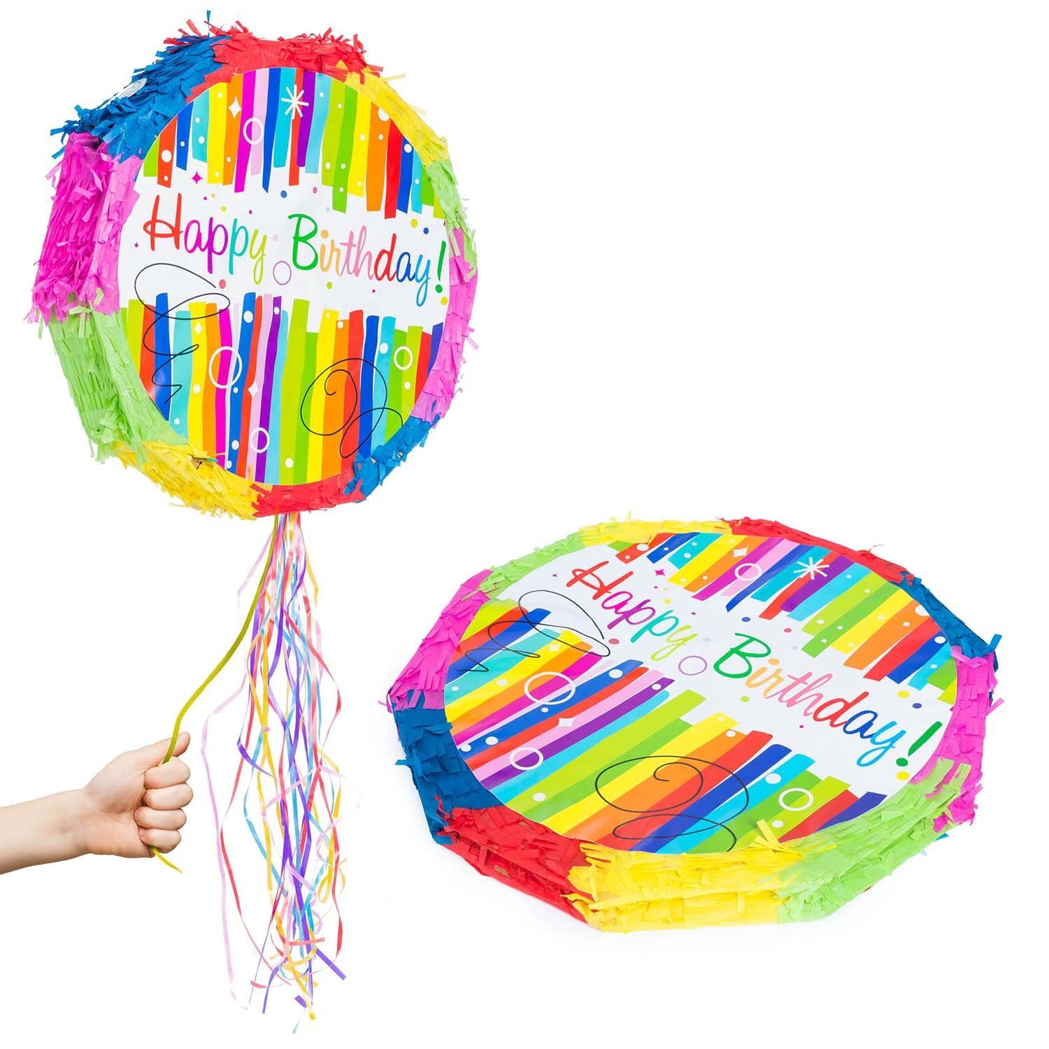 Goods+Gadgets Papierdekoration Pinata zum Befüllen, Party-Dekoration zum Befüllen Happy Birthday