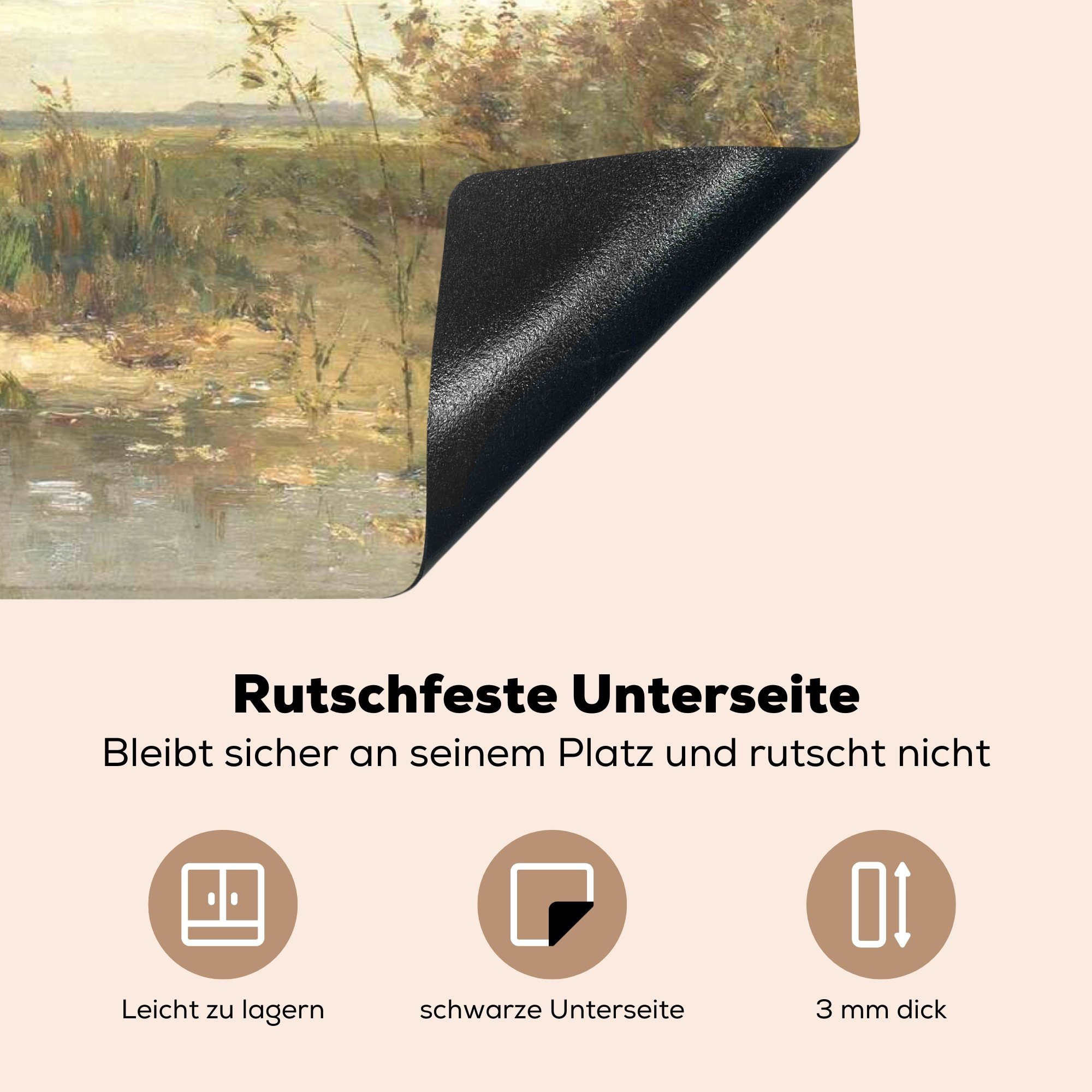 nutzbar, Ceranfeldabdeckung MuchoWow von Paul tlg), Vinyl, cm, Sonniger Tag': Arbeitsfläche (1 eine Mobile 70x52 Kanal am Herdblende-/Abdeckplatte Gemälde - Mühle Joseph,