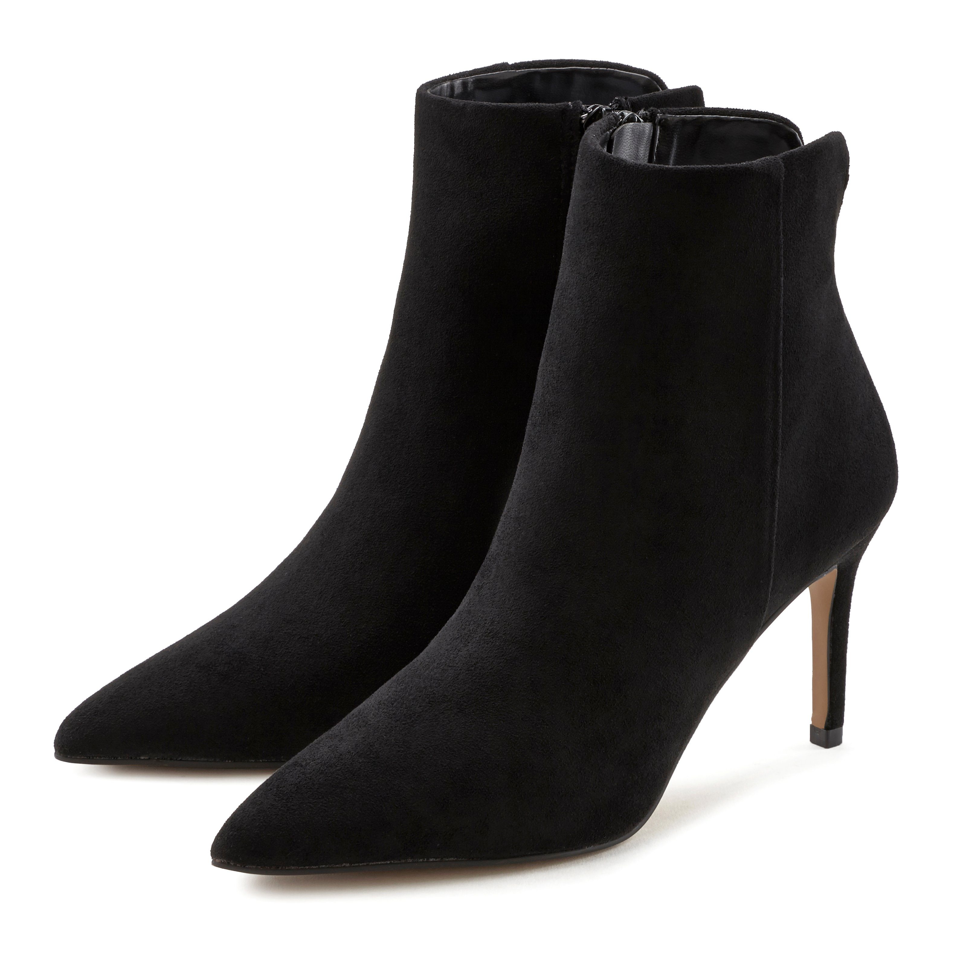 LASCANA High-Heel-Stiefelette in spitzer Form & Pfennigabsatz, Reißverschluss Stiefel VEGAN