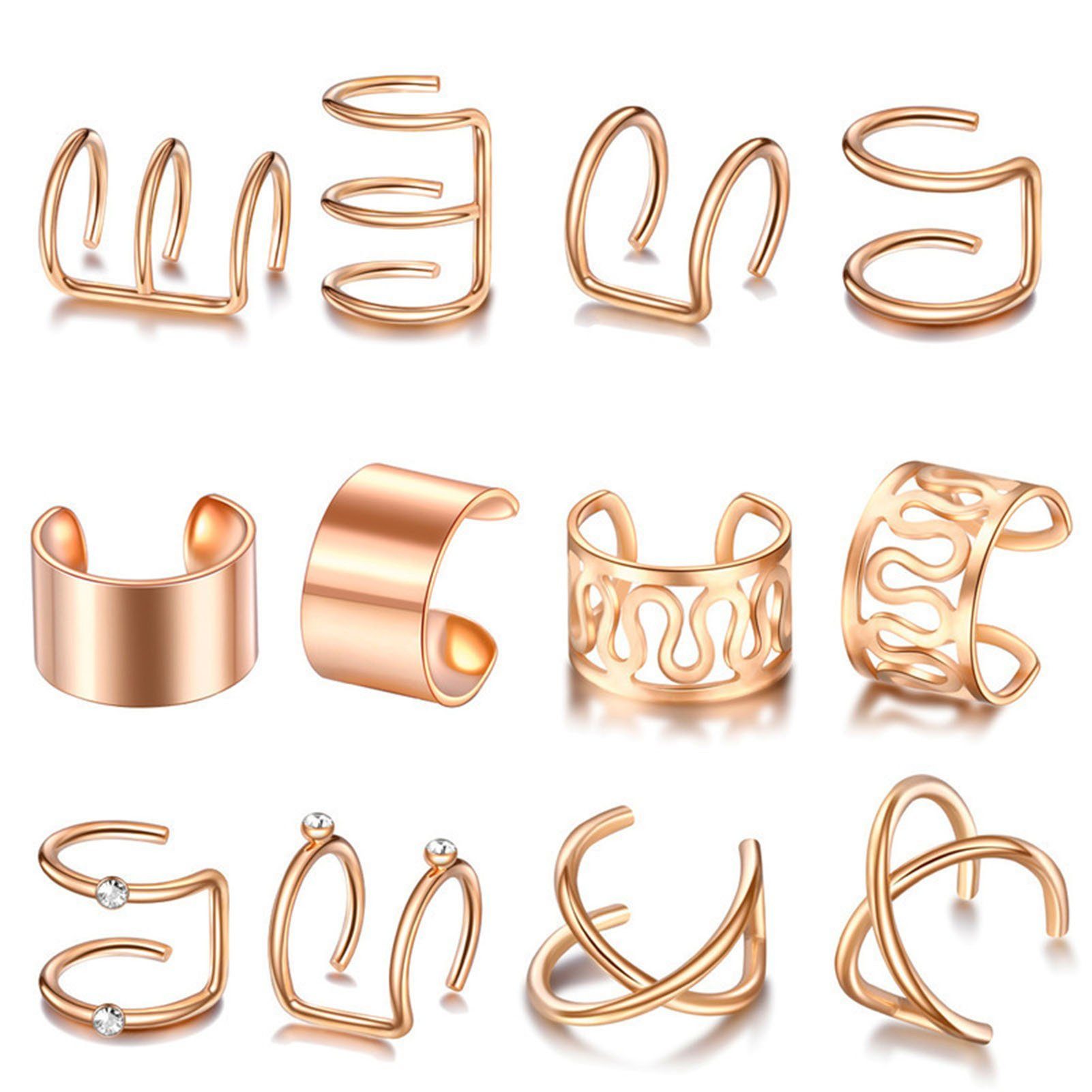 12 Ohrclip-Set Modischer Nicht Metall-Ohrclip, gold Blusmart Exquisiter, rose Personalisierbar,