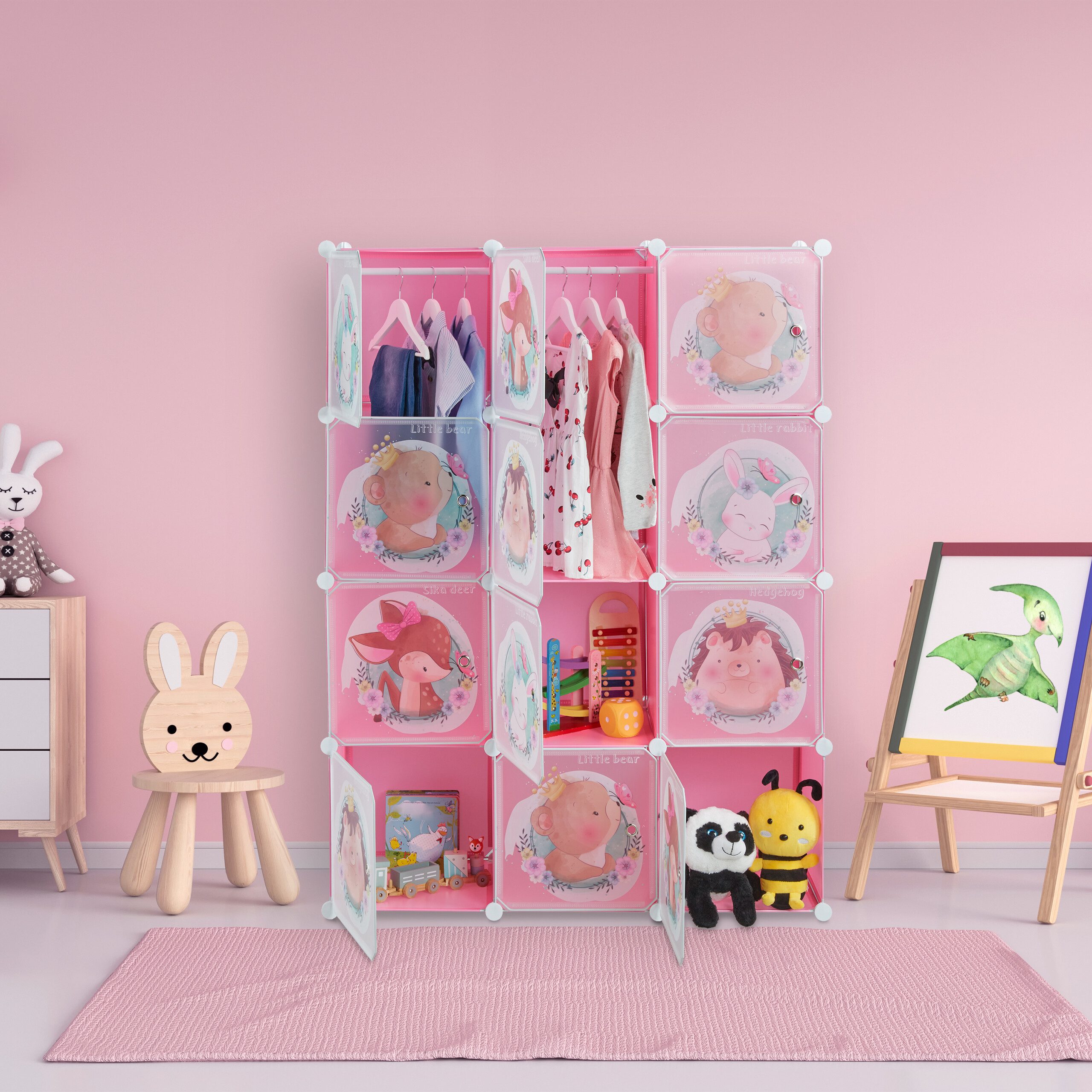 relaxdays Steckregal Kinder Steckregal mit Kleiderstangen günstig online kaufen