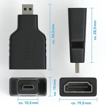 JAMEGA HDMI auf micro HDMI Adapter, HDMI Buchse zu micro HDMI Stecker (19pol HDMI-Adapter