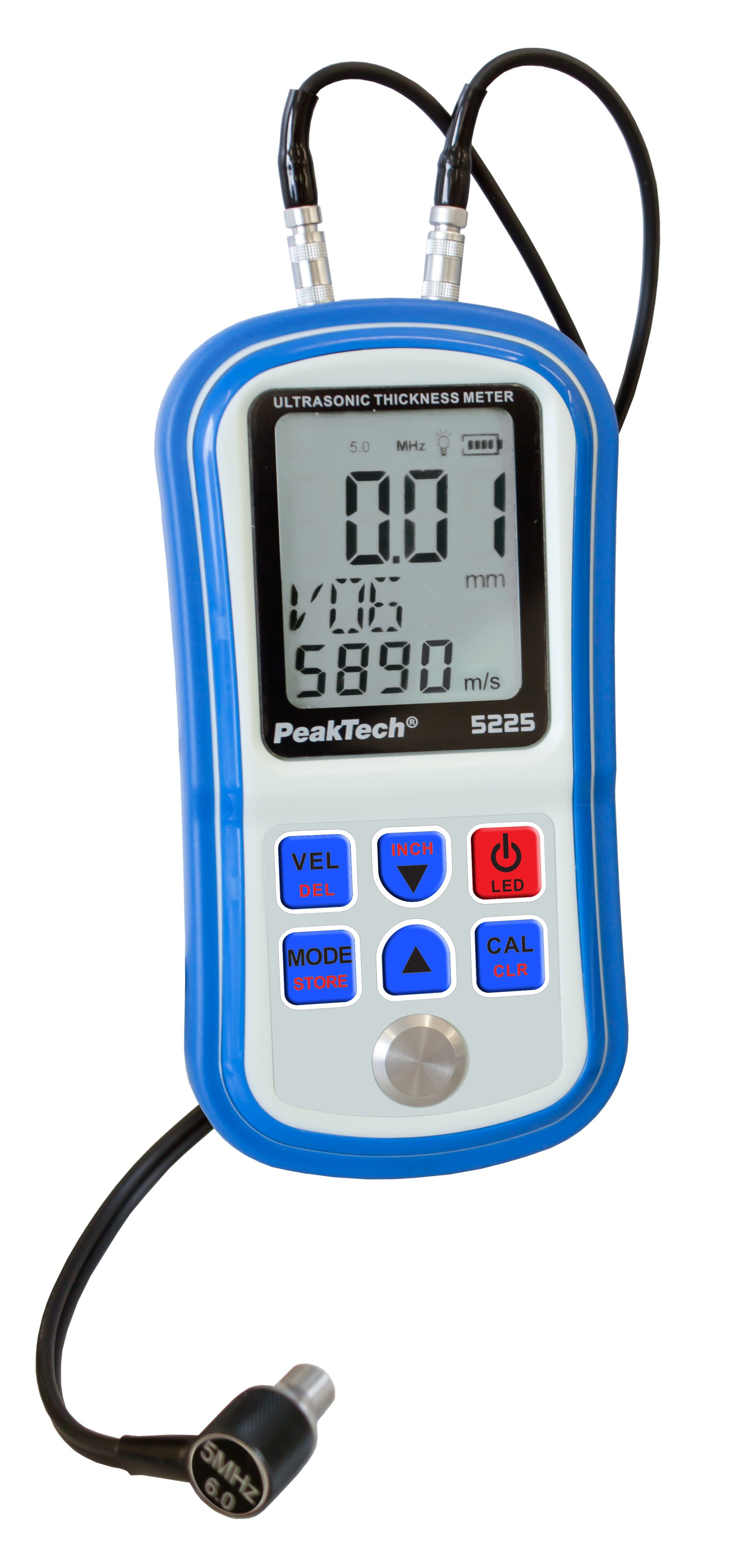 Fühlerlehre PeakTech 5225: Ultraschall-Materialstärkenmessgerät ~ 1 bis 300 mm
