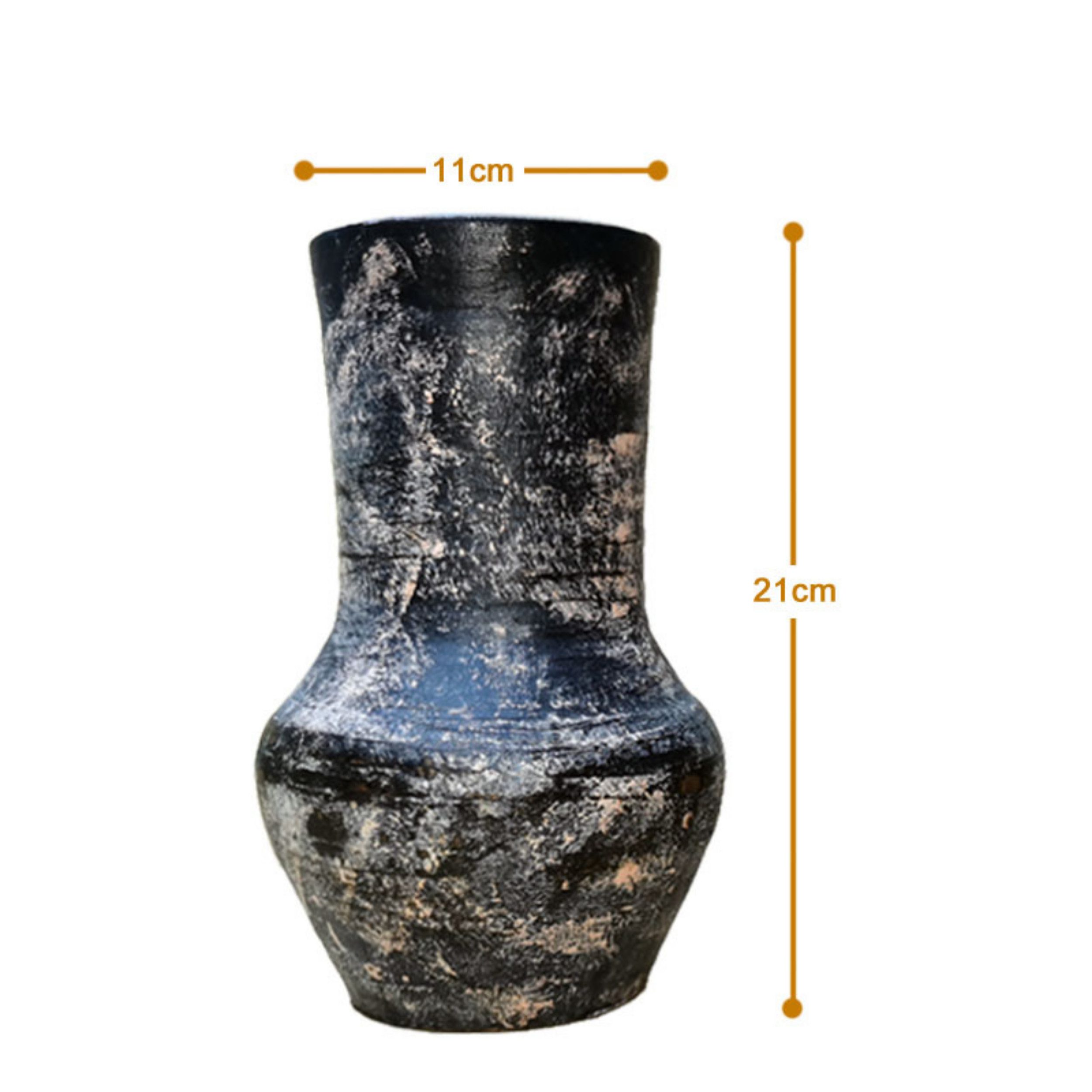M-Diamant Dekovase Vase Steinzeug Vintage-Stil Terrakotta-Optik Handgefertigt Dekoration (set, 2 St., 2 Zwige), Vintage-Stil, Terrakotta-Optik, Glänzendes Finish, Handarbeit