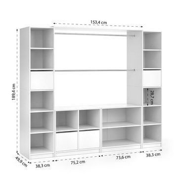 Vicco Kleiderschrank Schrank begehbares Regal VISIT XXL Weiß