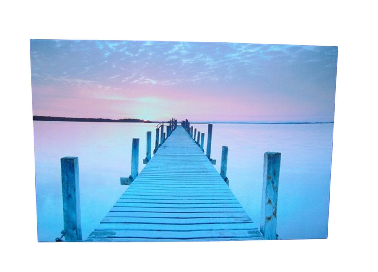 Deko-Impression LED-Bild LED Bild Sonnenuntergang, Meer, Seebruecke, Strand günstig online kaufen