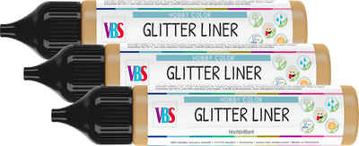 VBS Bastelfarbe Glitter Liner Feinmaldüse, 3er-Set