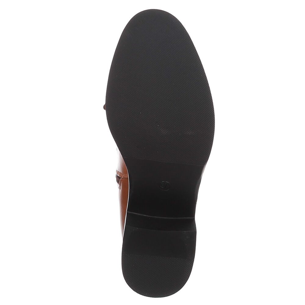 Ital-Design Elegante Damenstiefel mit dekorativen Details für Alltag Stiefel (90110026) Blockabsatz Flache Stiefel in Schwarz