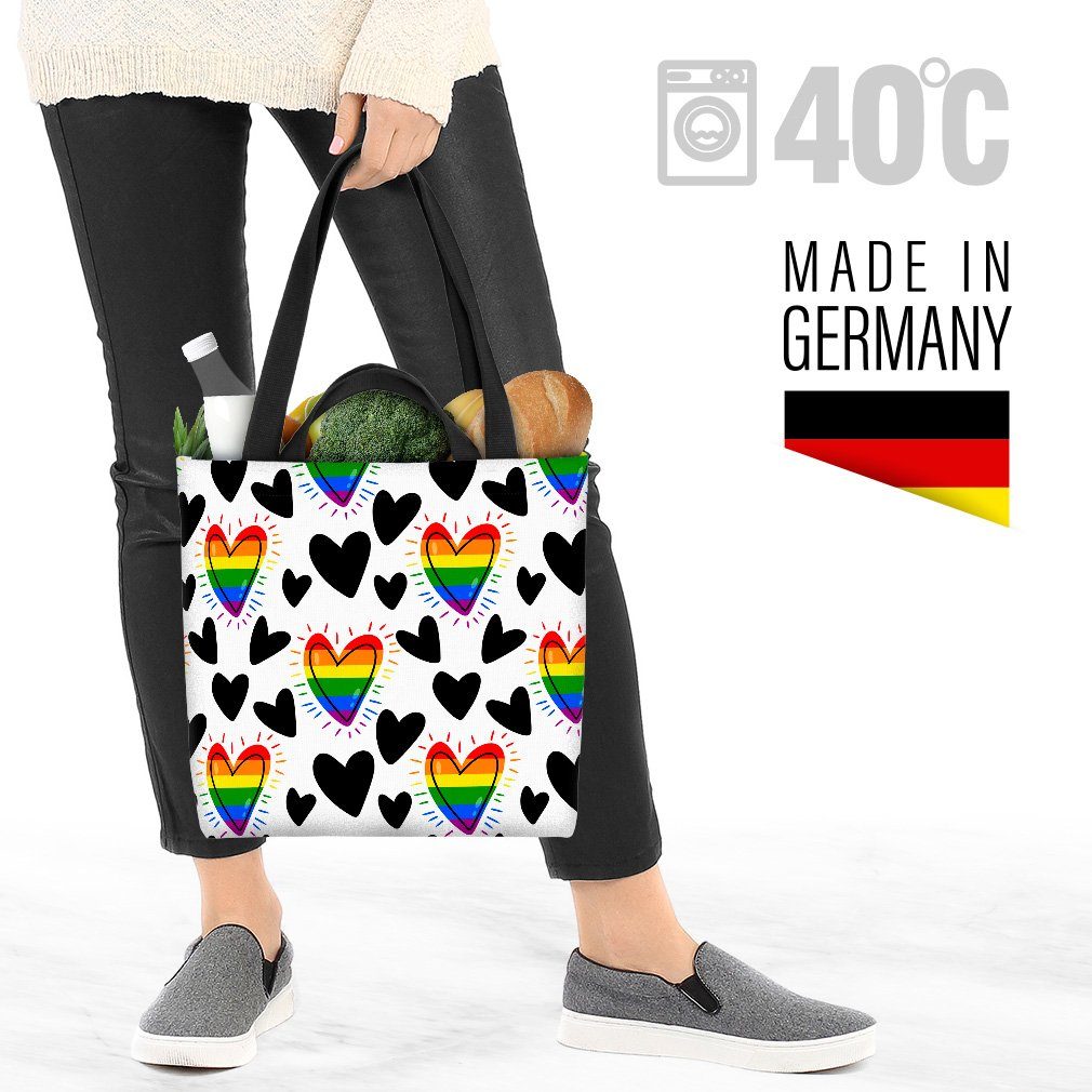 schriftzug farben Henkeltasche Herzen motto (1-tlg), Cartoon Pride VOID pride comic liebe slogan