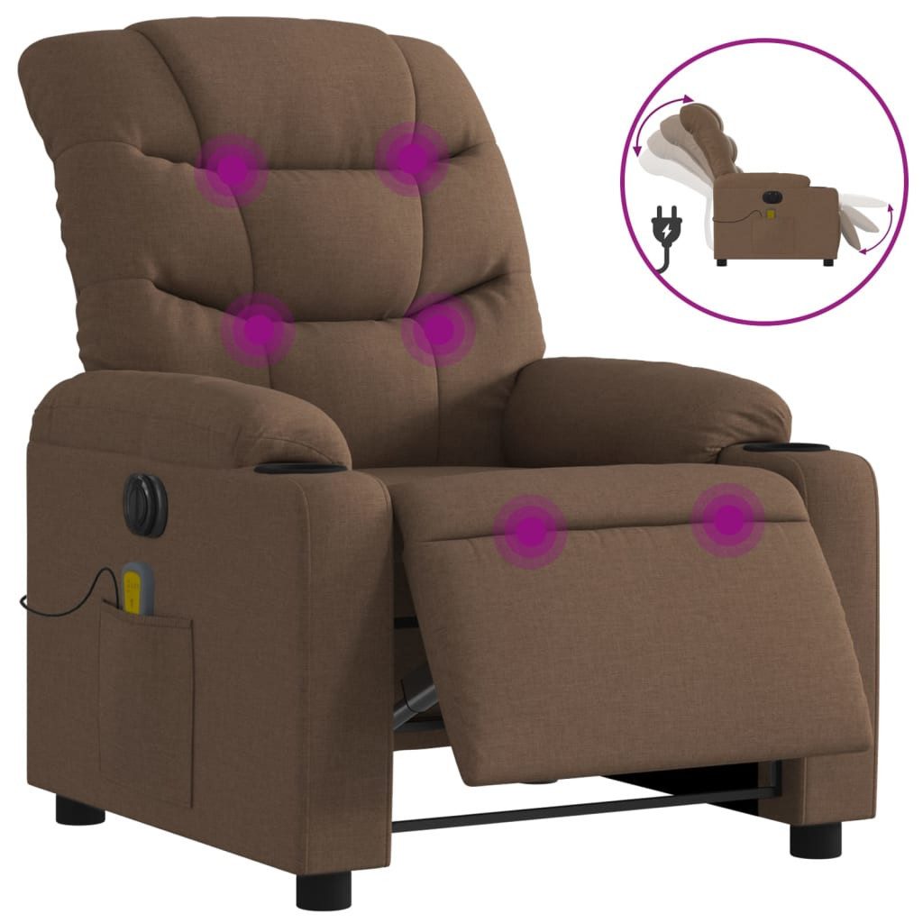 vidaXL Sessel Massagesessel Elektrisch Braun Stoff günstig online kaufen