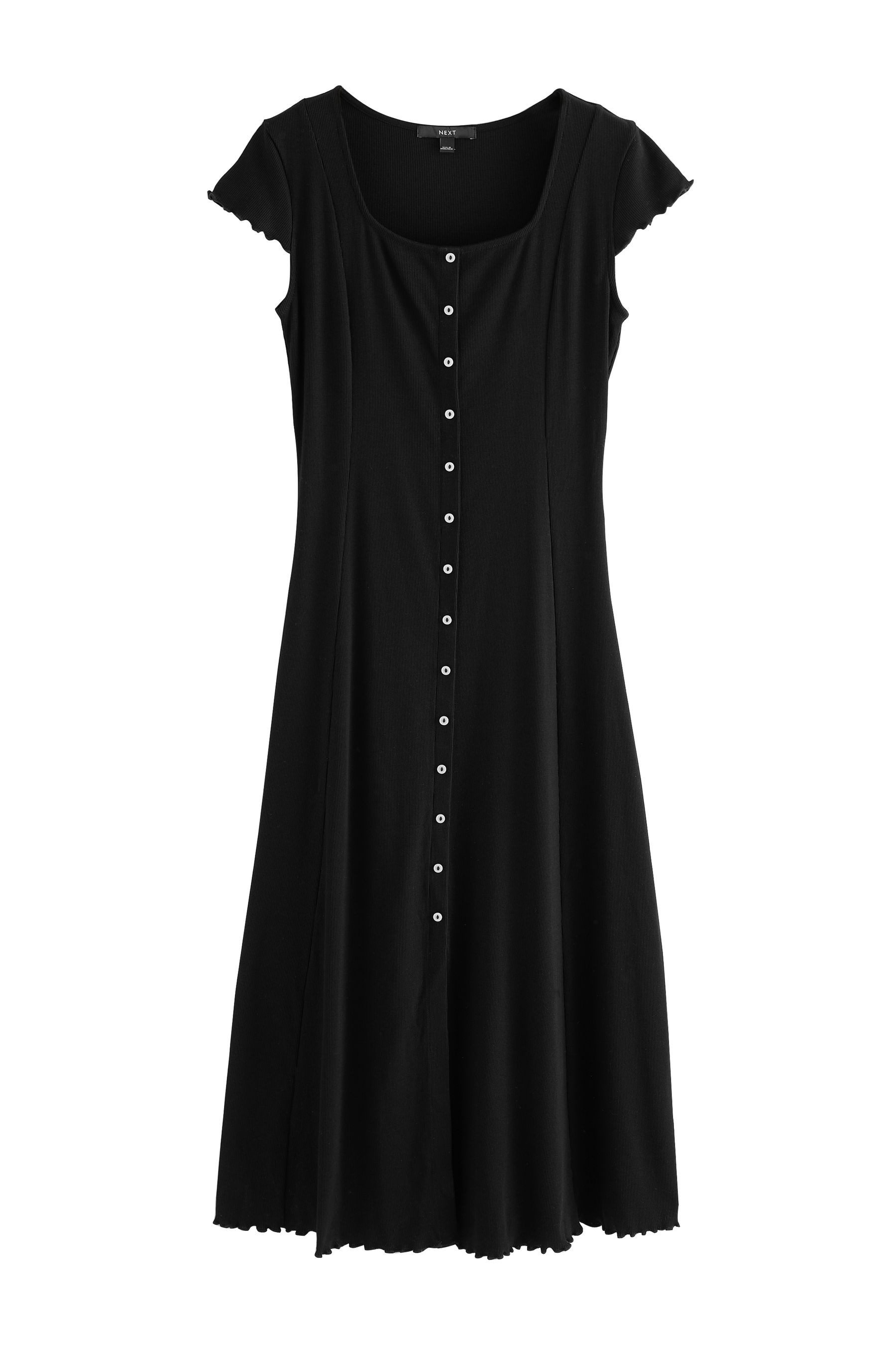 Next Jerseykleid Kurzärmeliges Jersey-Maxikleid mit Knopfleiste (1-tlg)