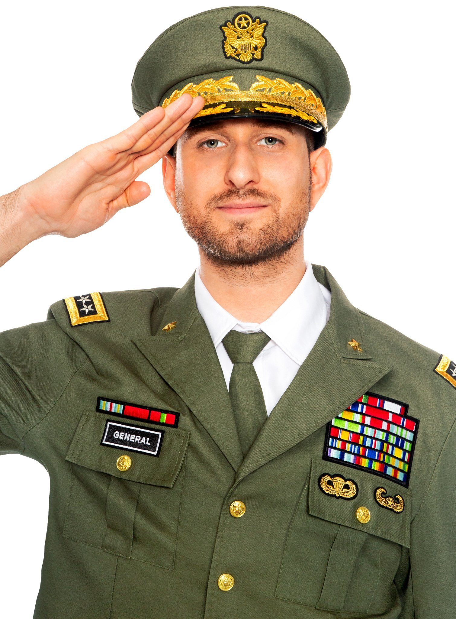 Maskworld Kostüm Generalsmütze - Fasching Karneval Kostüm Halloween, Verleiht den nötigen Respekt: Kopfbedeckung für ranghohe Offiziere.
